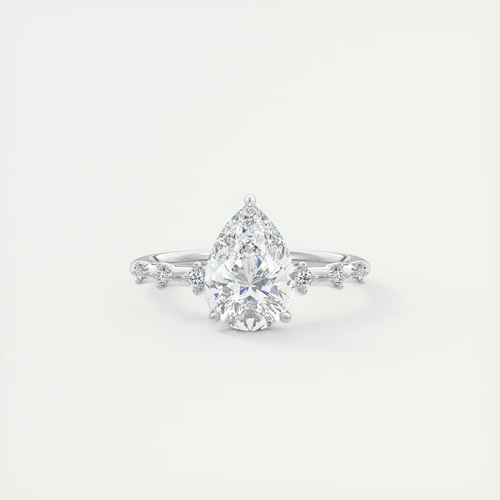 2 Carat Dainty Pear Solitaire with Diamond Accents