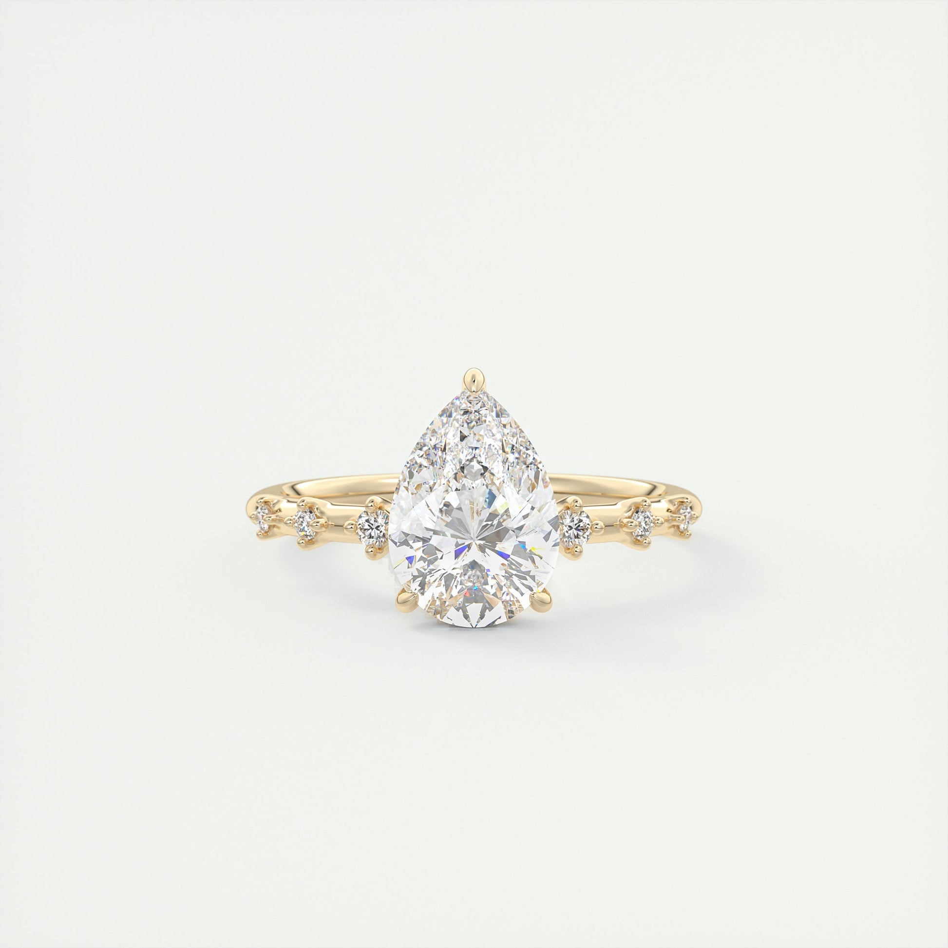 2 Carat Dainty Pear Solitaire with Diamond Accents