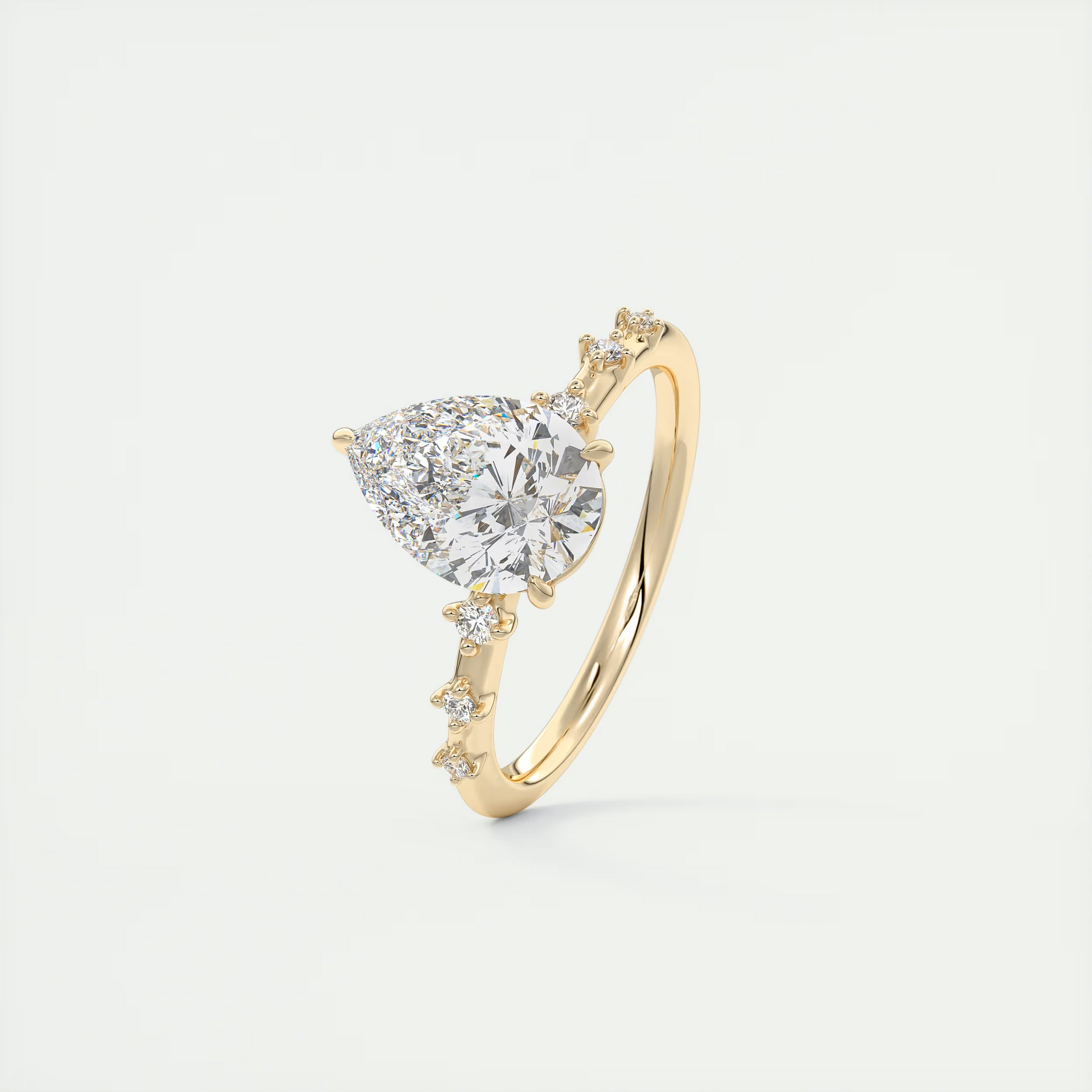 2 Carat Dainty Pear Solitaire with Diamond Accents