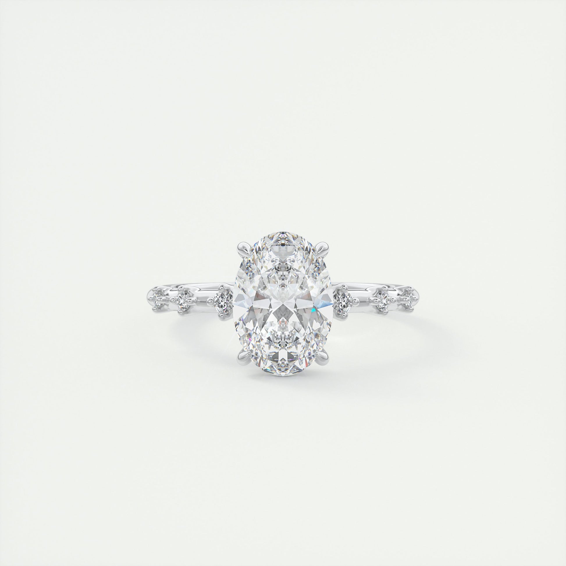 2 Carat Dainty Oval Solitaire with Diamond Accents