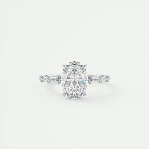 2 Carat Dainty Oval Solitaire with Diamond Accents