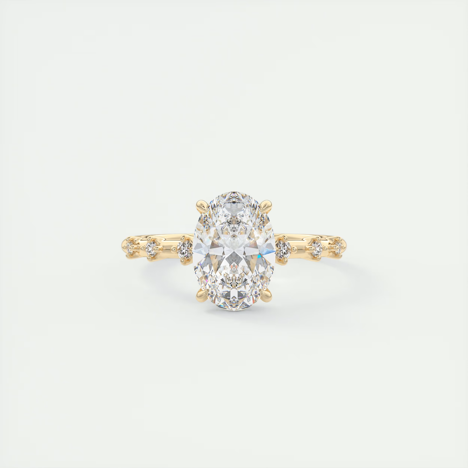 2 Carat Dainty Oval Solitaire with Diamond Accents