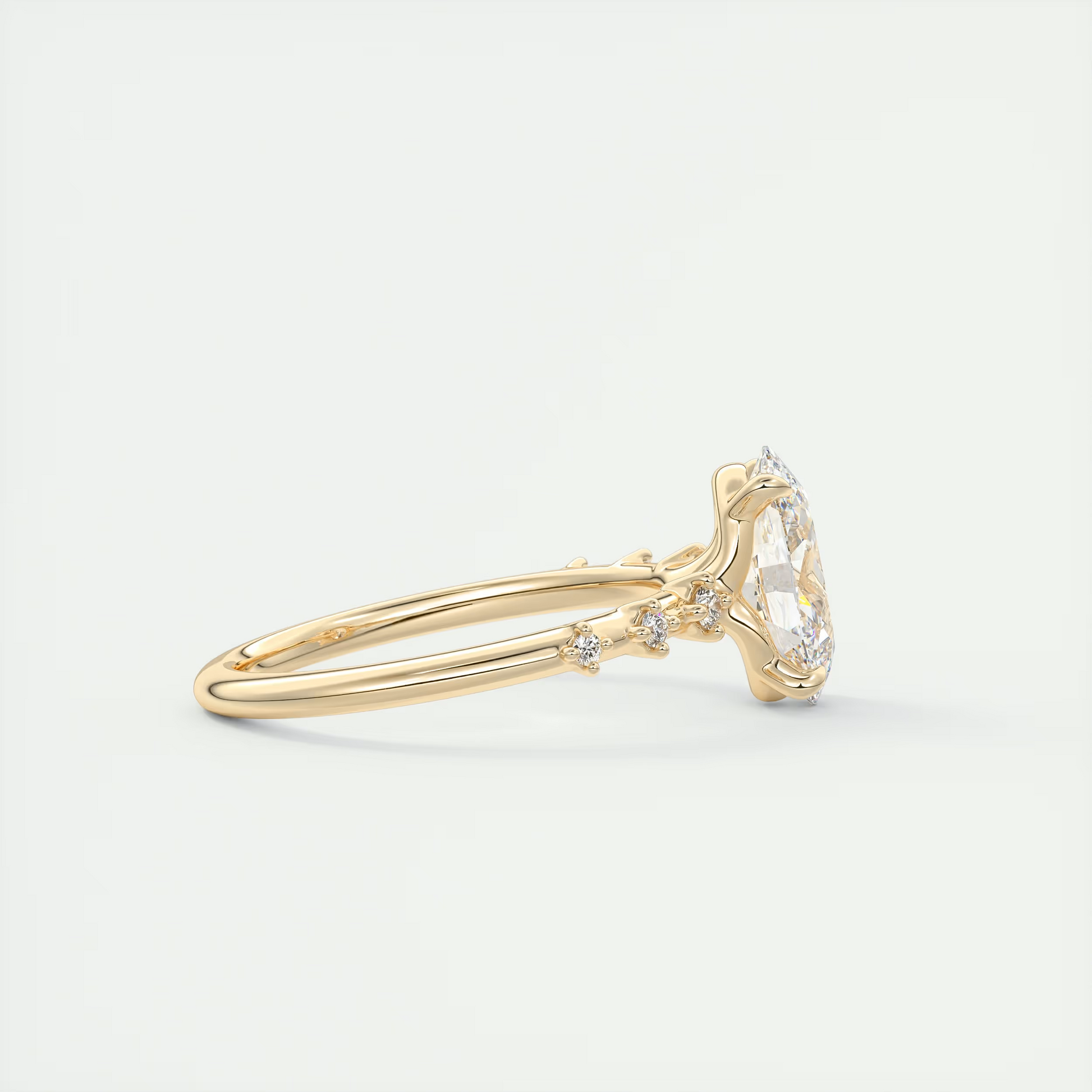 2 Carat Dainty Oval Solitaire with Diamond Accents