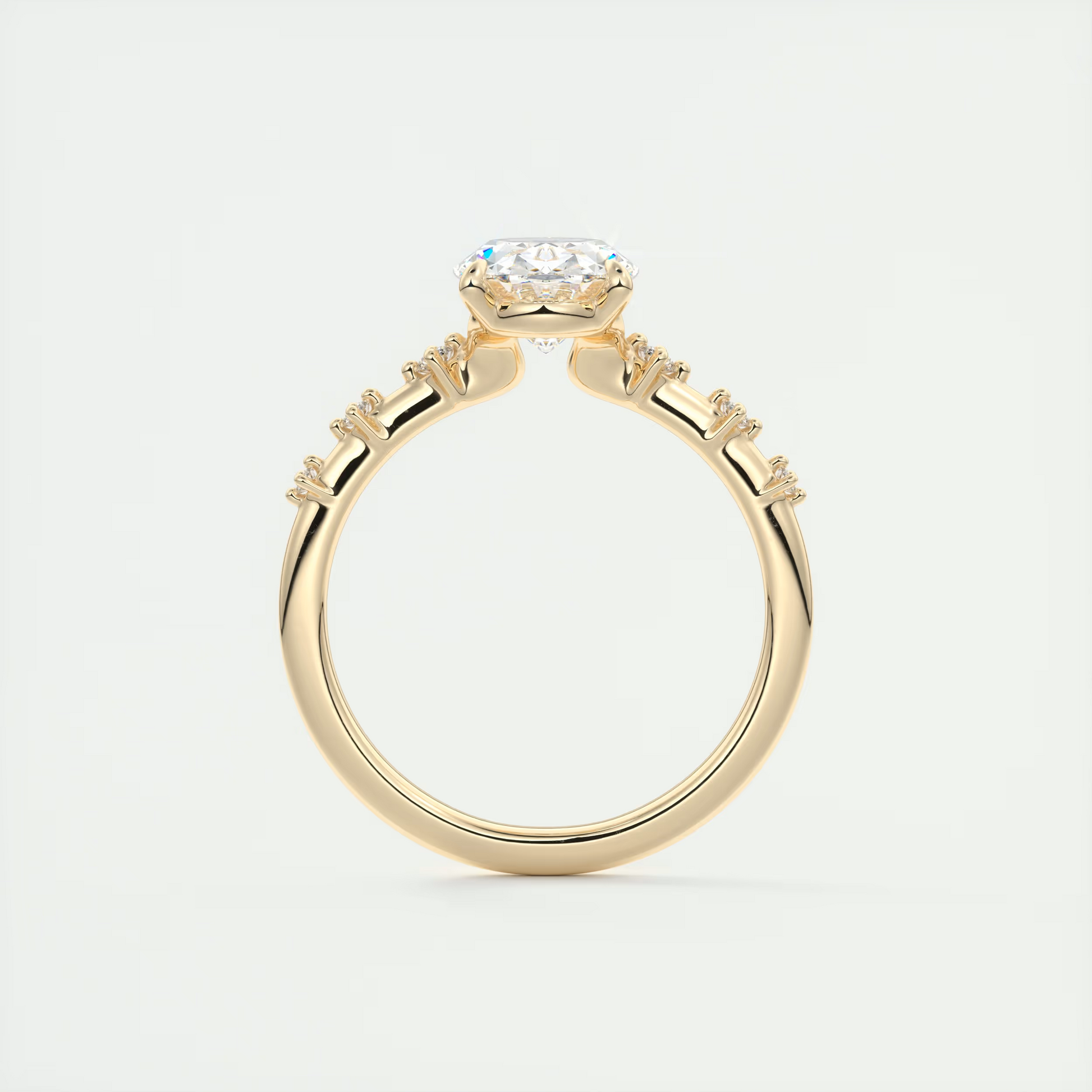 2 Carat Dainty Oval Solitaire with Diamond Accents