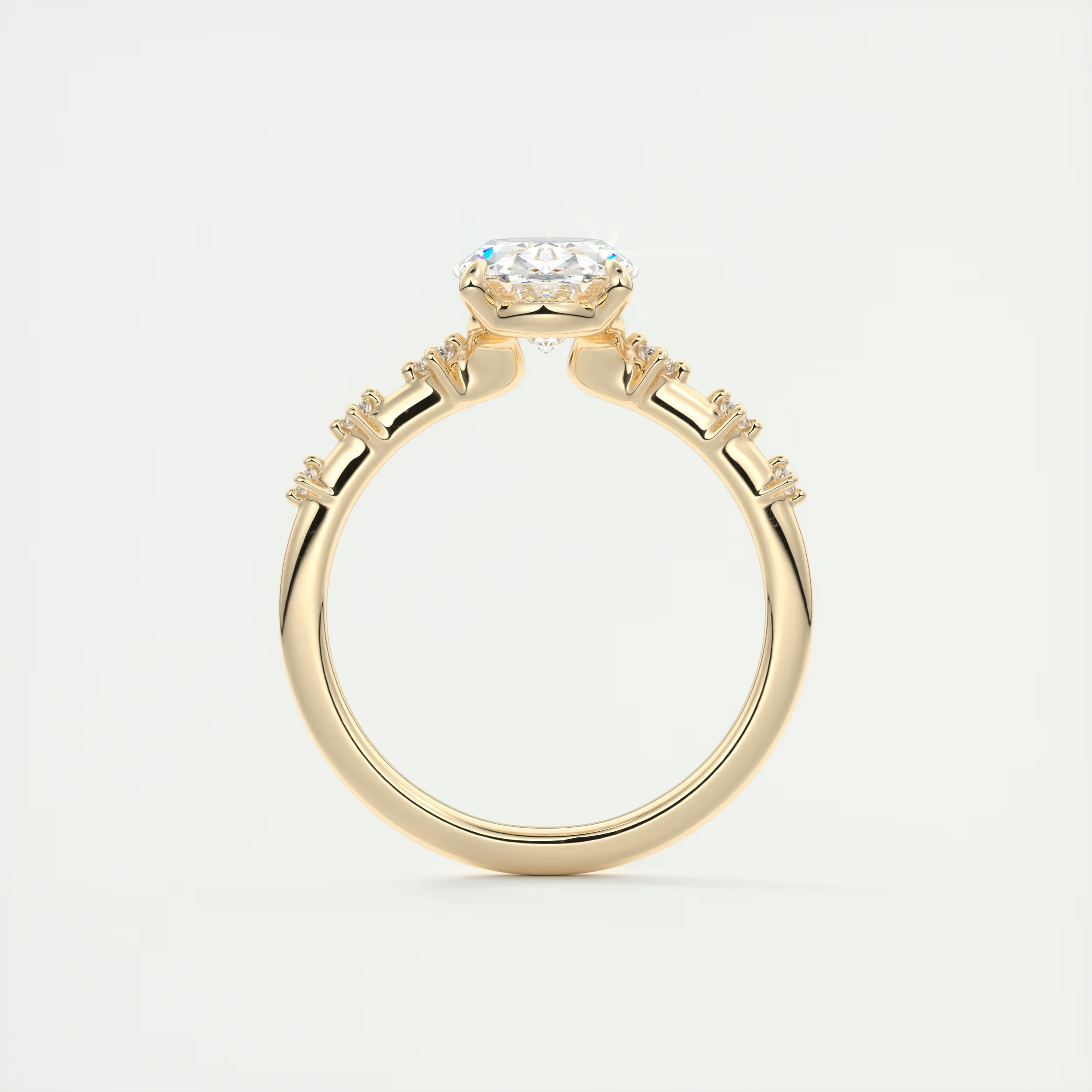2 Carat Dainty Oval Solitaire with Diamond Accents