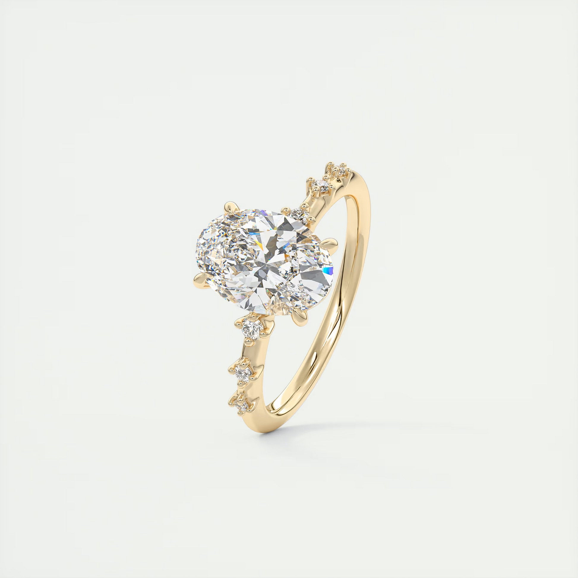 2 Carat Dainty Oval Solitaire with Diamond Accents