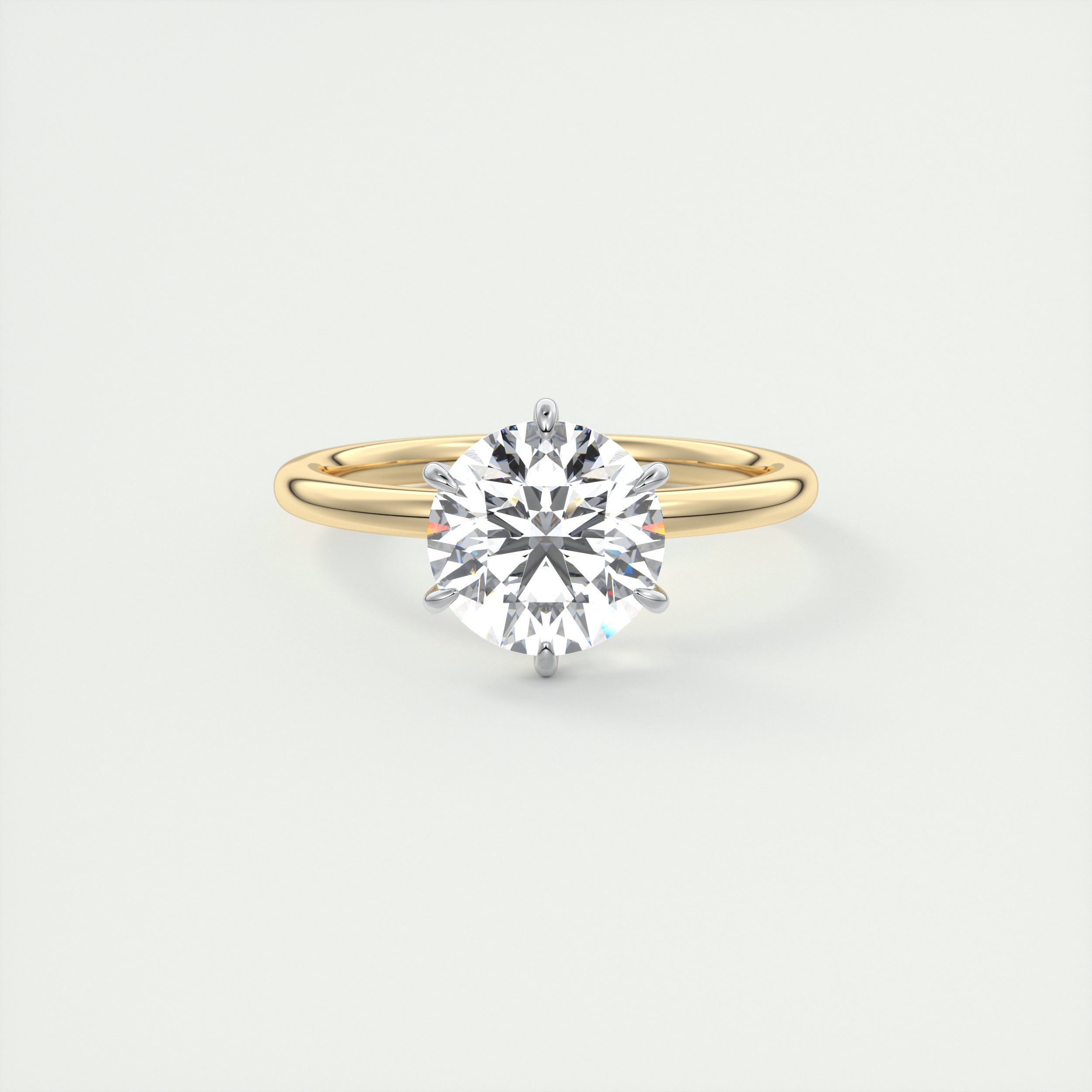 2 Carat Round Gold Solitaire with Platinum Prongs