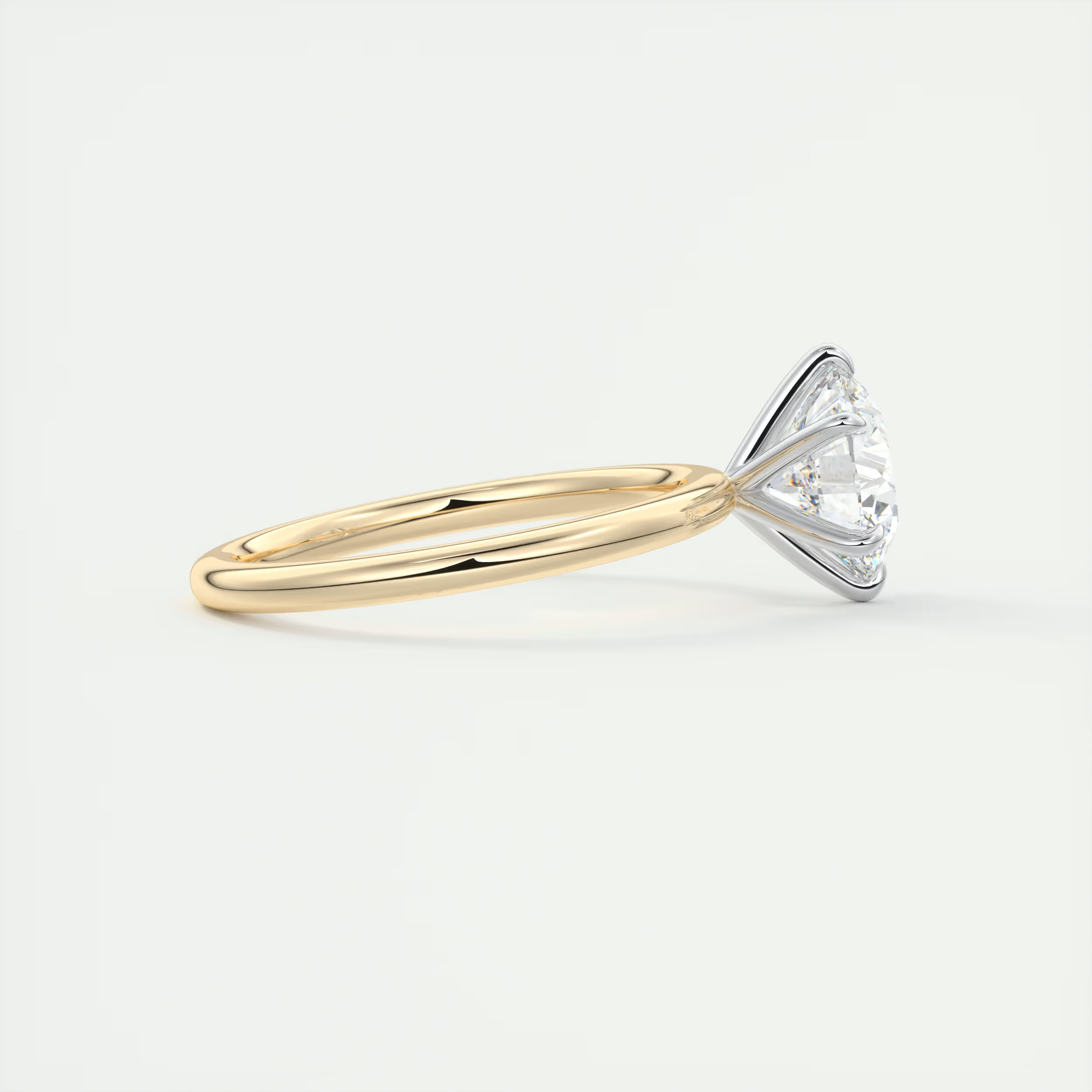 2 Carat Round Gold Solitaire with Platinum Prongs
