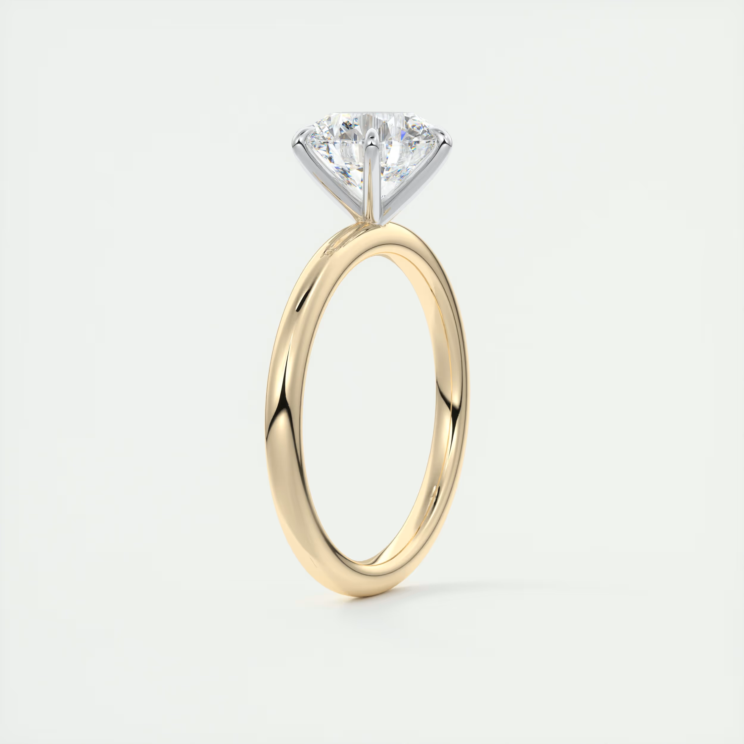 2 Carat Round Gold Solitaire with Platinum Prongs