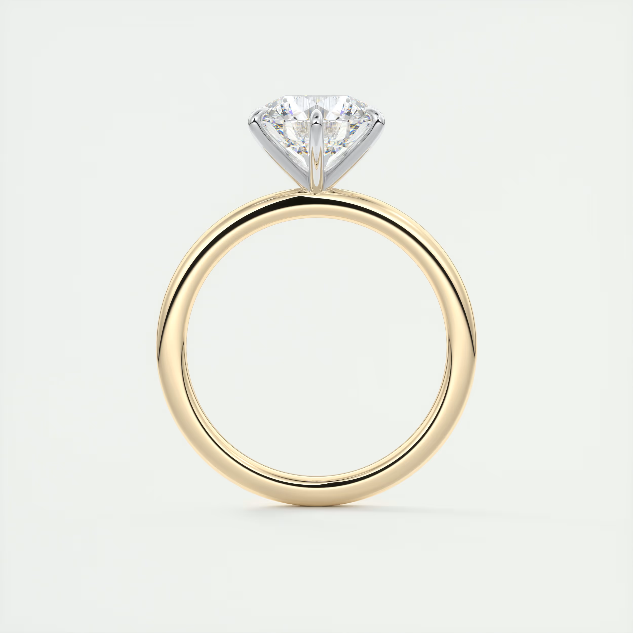 2 Carat Round Gold Solitaire with Platinum Prongs