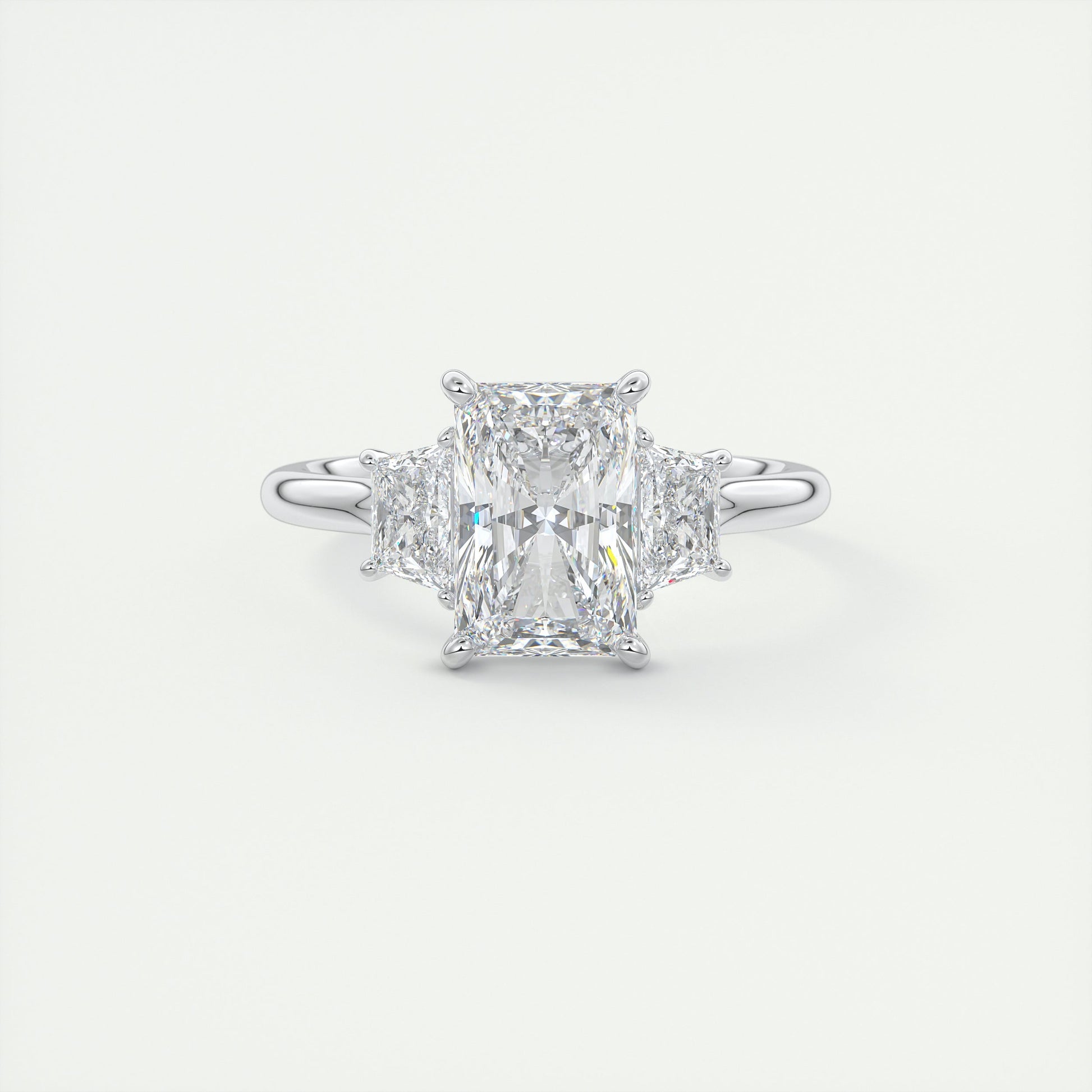 Eternal 2 Carat Radiant Plunge Three-Stone Engagement Ring