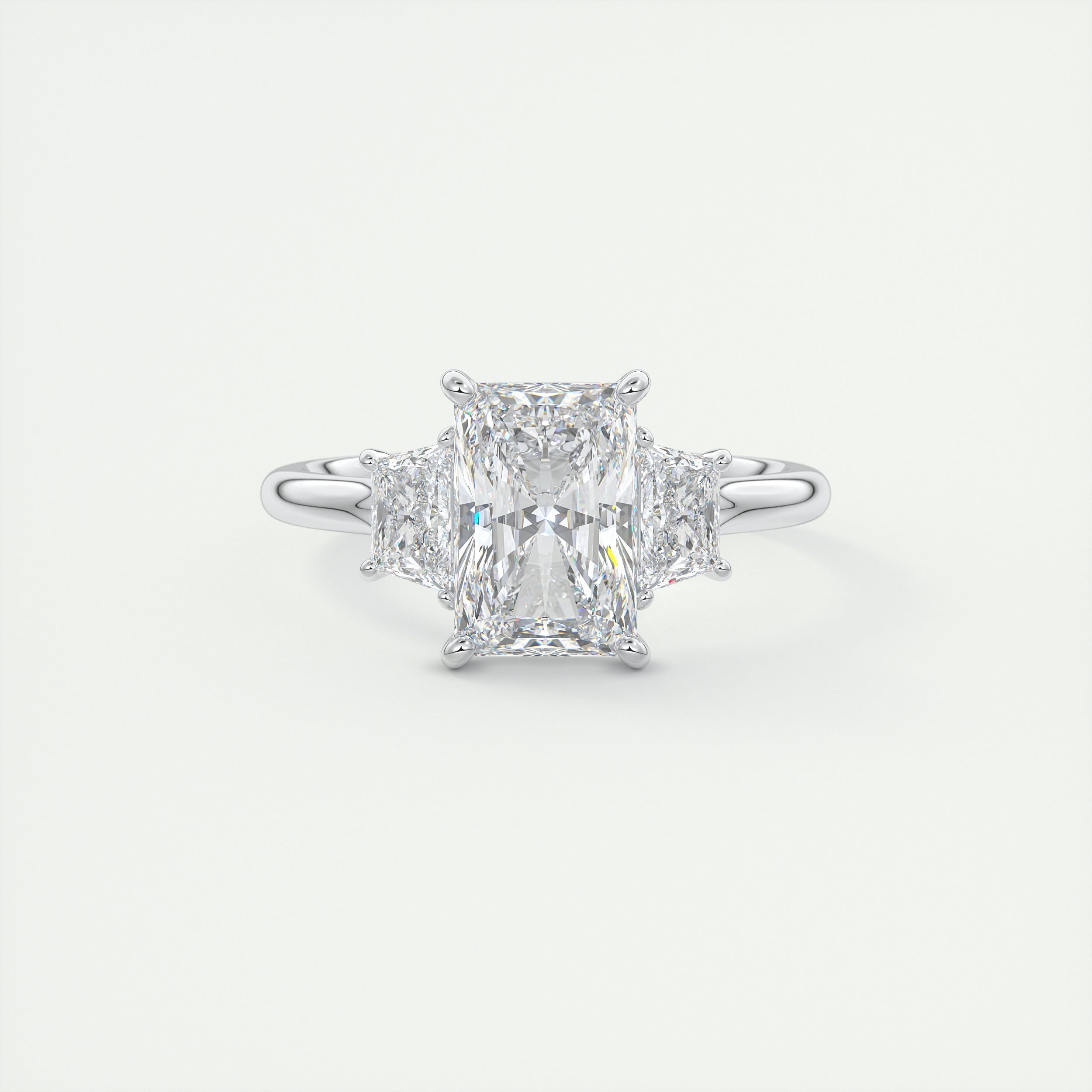 Eternal 2 Carat Radiant Plunge Three-Stone Engagement Ring