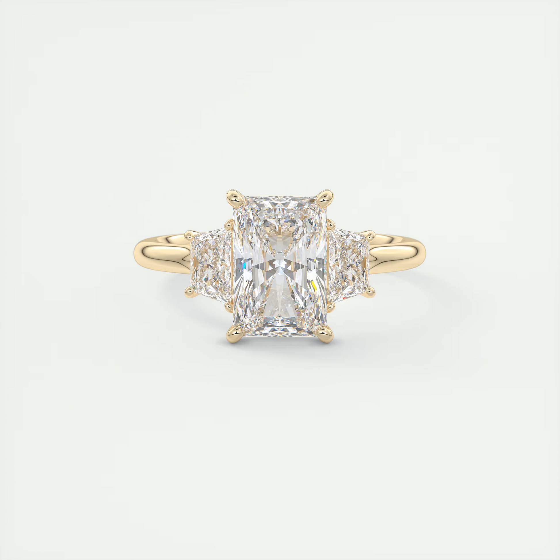 Eternal 2 Carat Radiant Plunge Three-Stone Engagement Ring