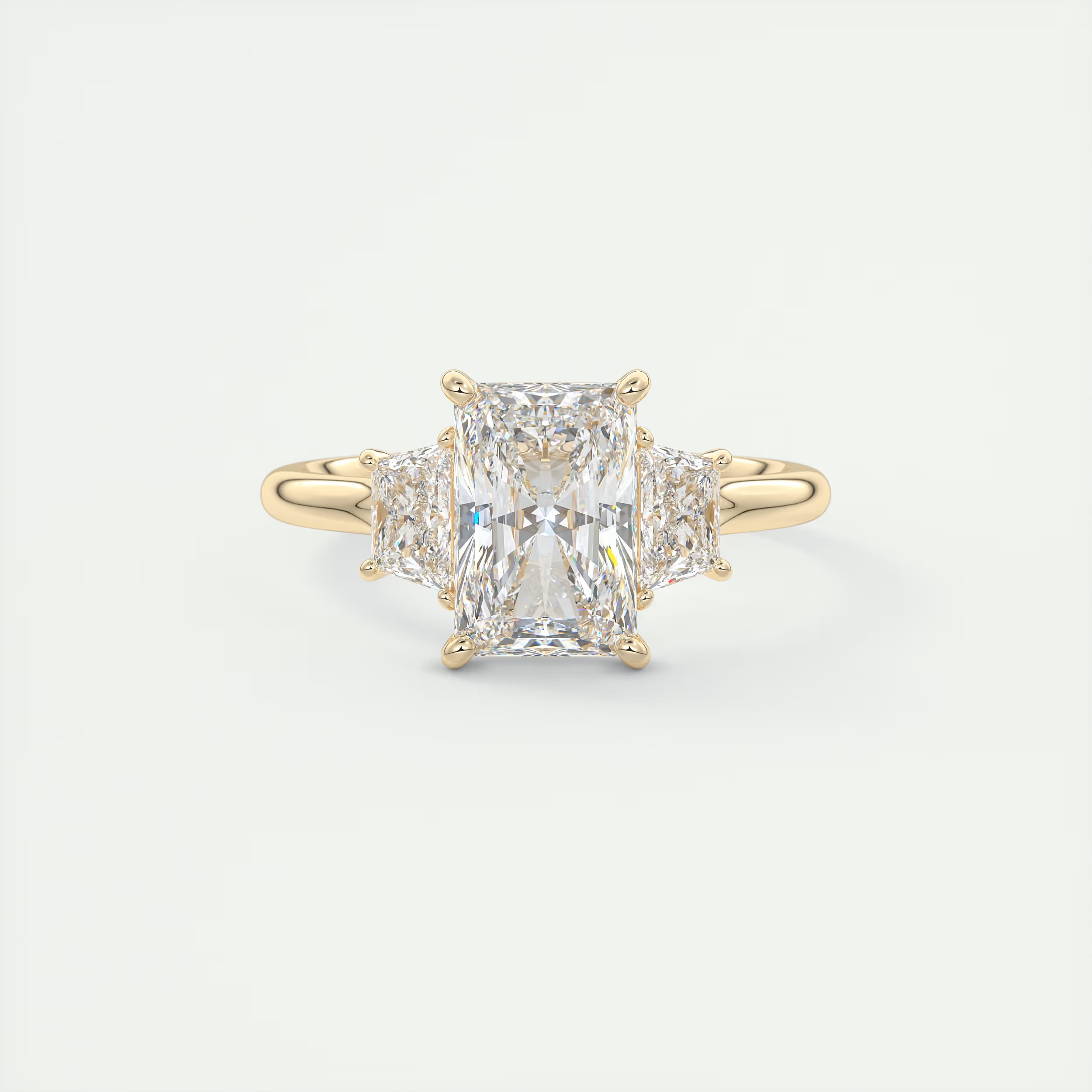 Eternal 2 Carat Radiant Plunge Three-Stone Engagement Ring