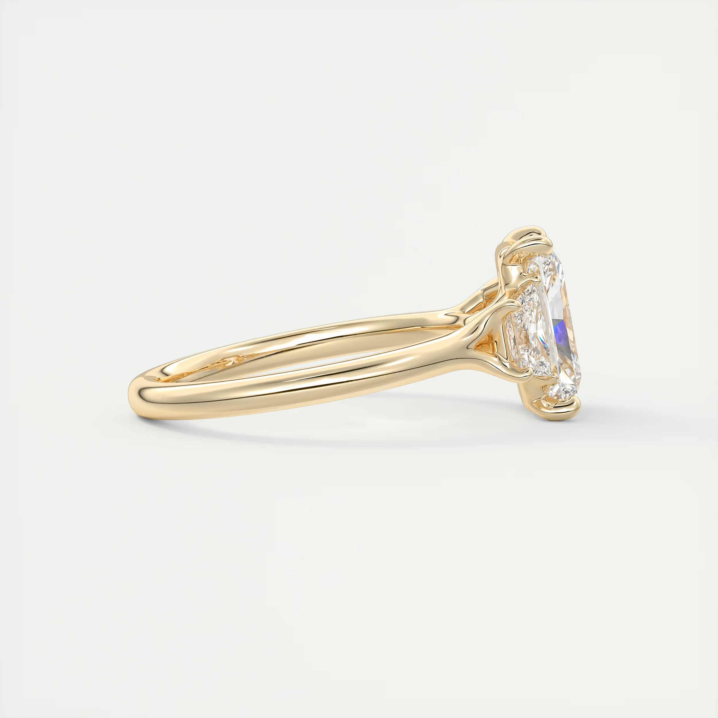 Eternal 2 Carat Radiant Plunge Three-Stone Engagement Ring