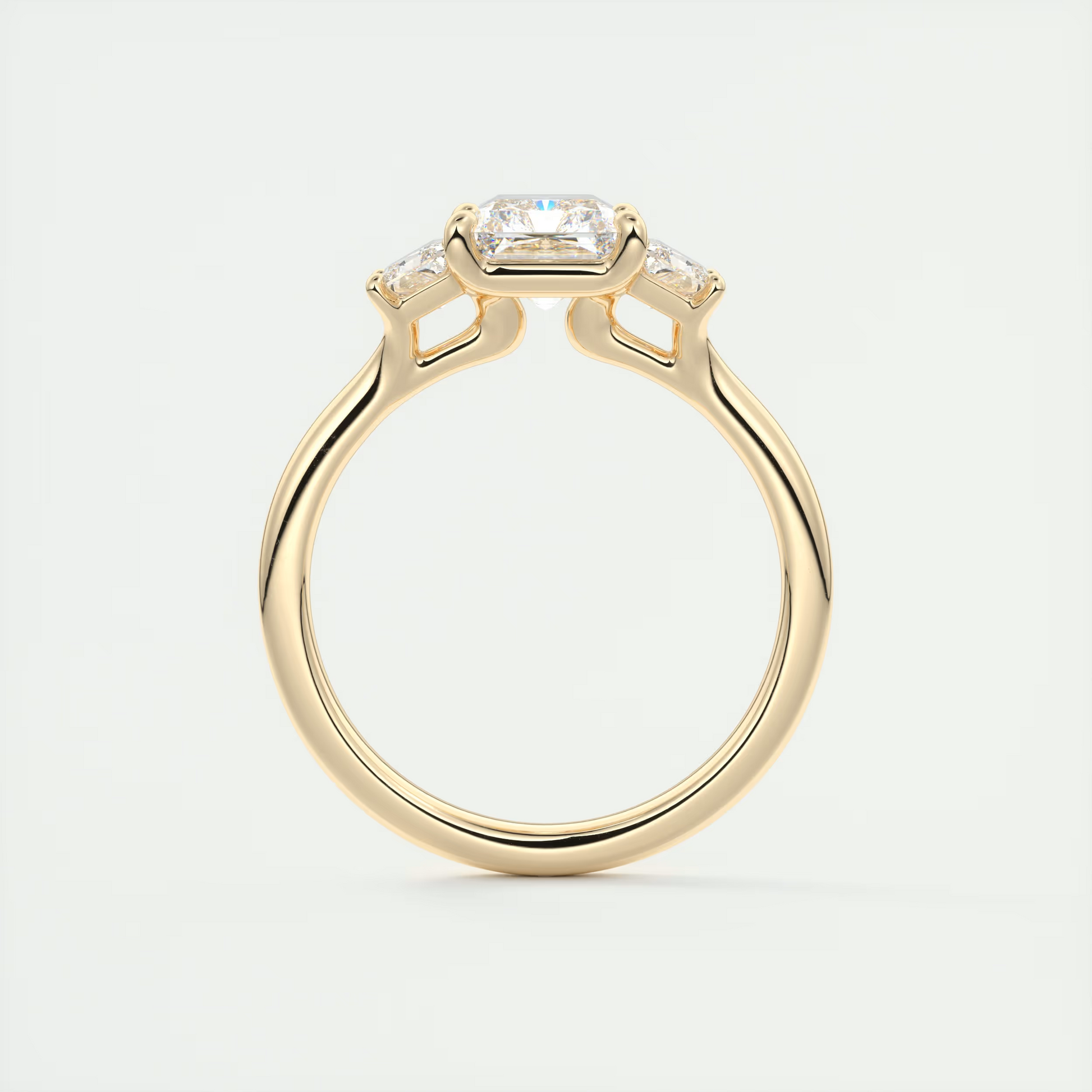 Eternal 2 Carat Radiant Plunge Three-Stone Engagement Ring
