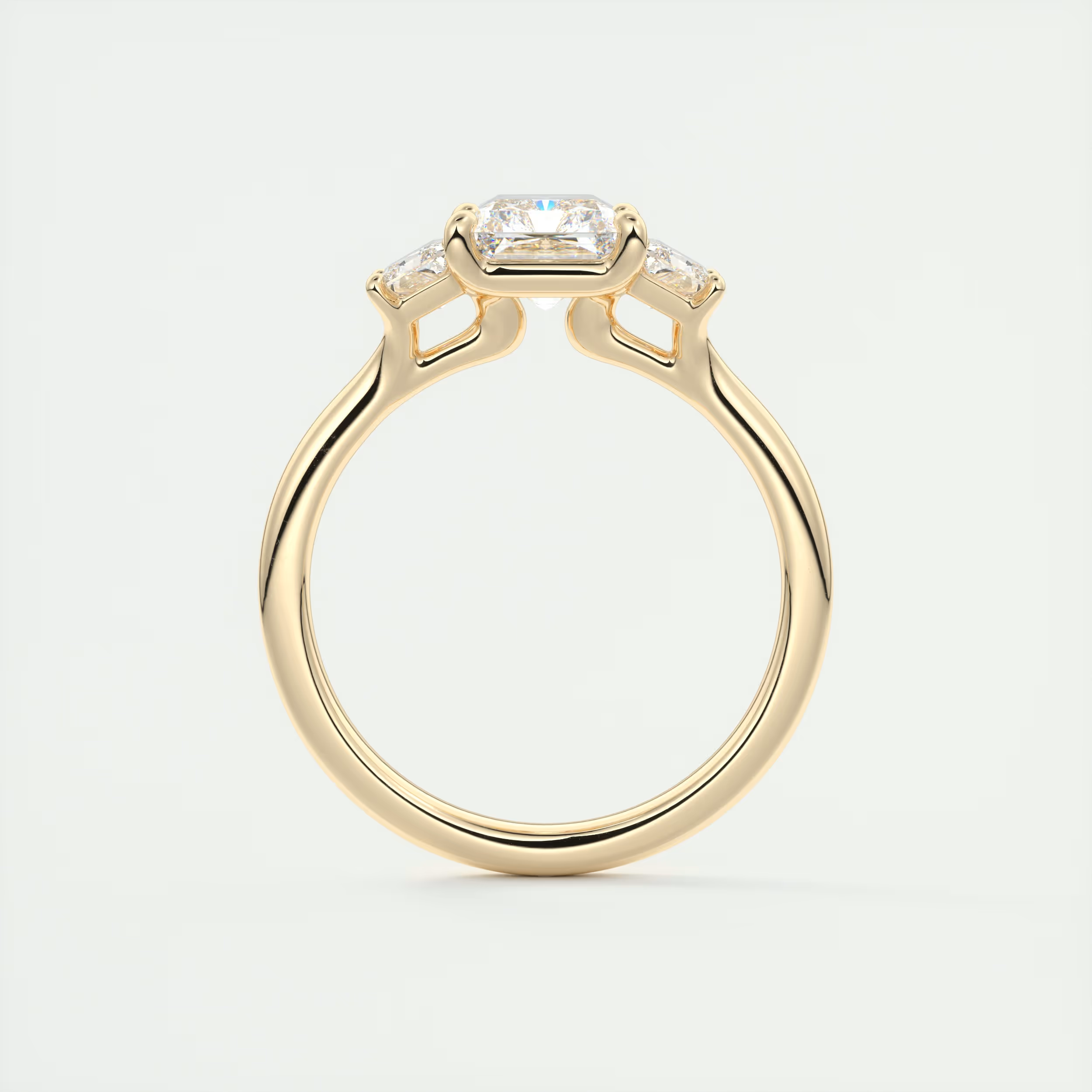 Eternal 2 Carat Radiant Plunge Three-Stone Engagement Ring