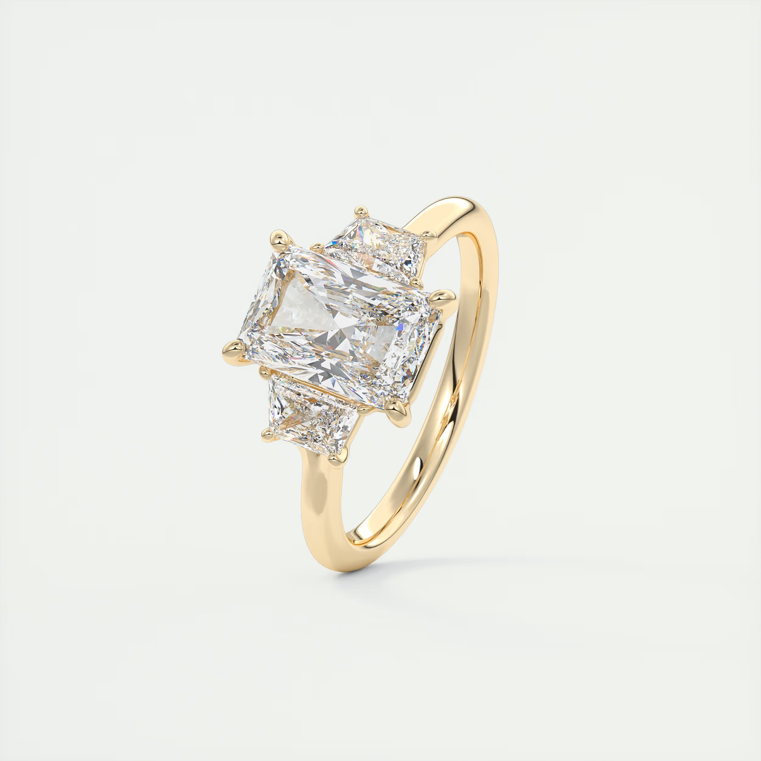 Eternal 2 Carat Radiant Plunge Three-Stone Engagement Ring