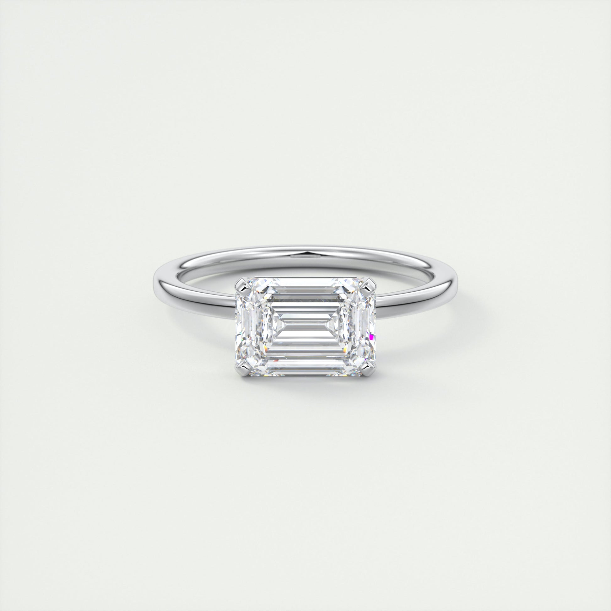 2 Carat East West Emerald Flush Stacking Solitaire