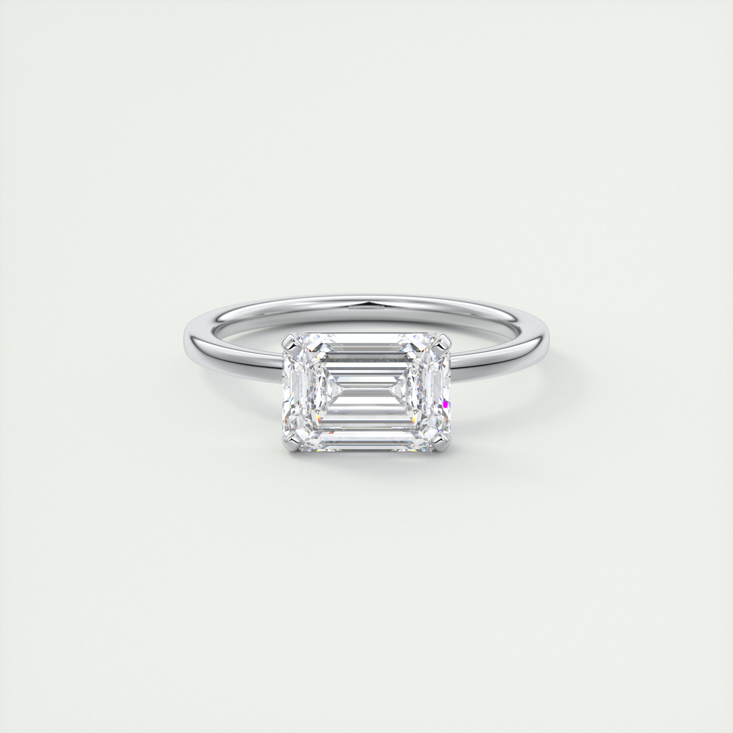 2 Carat East West Emerald Flush Stacking Solitaire