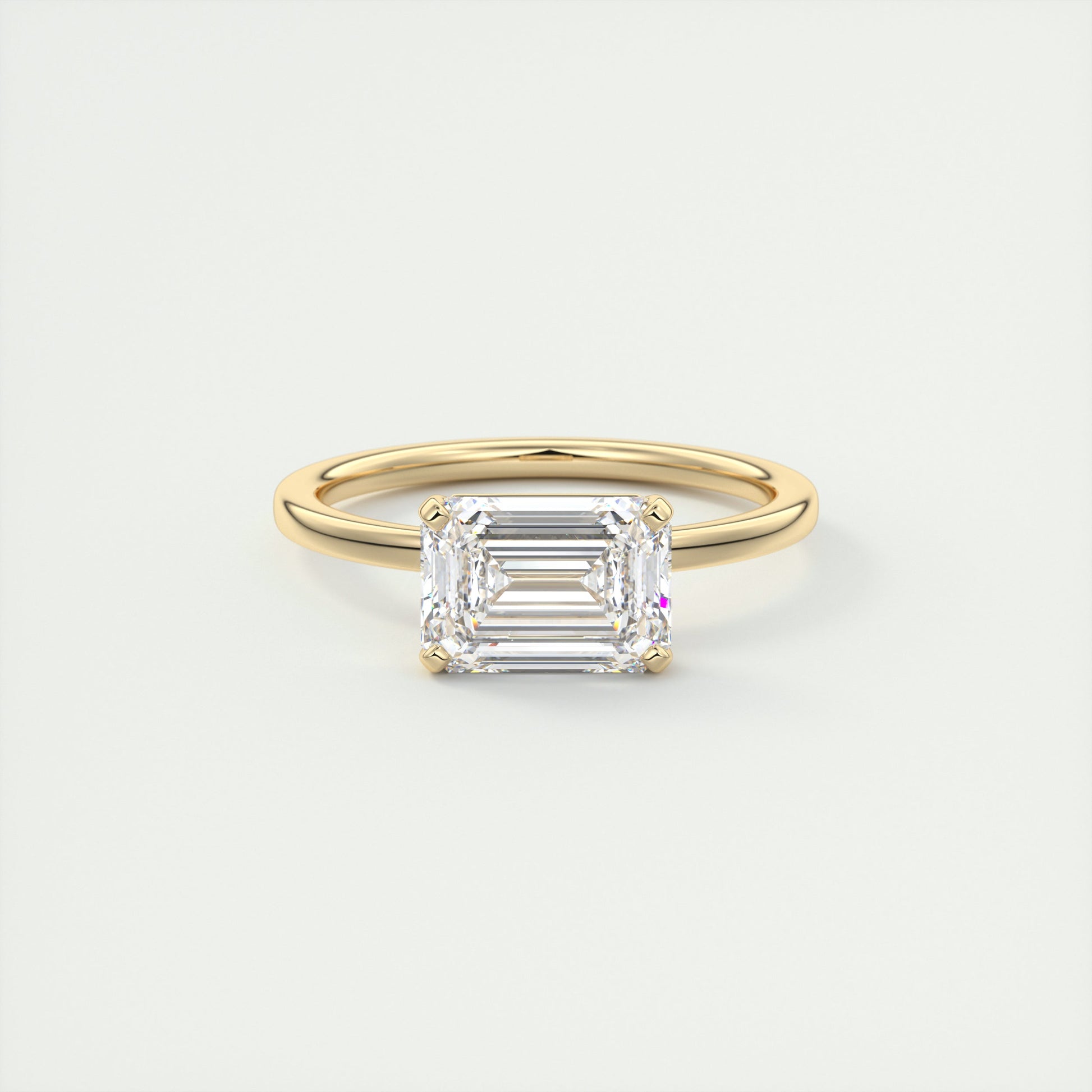 2 Carat East West Emerald Flush Stacking Solitaire