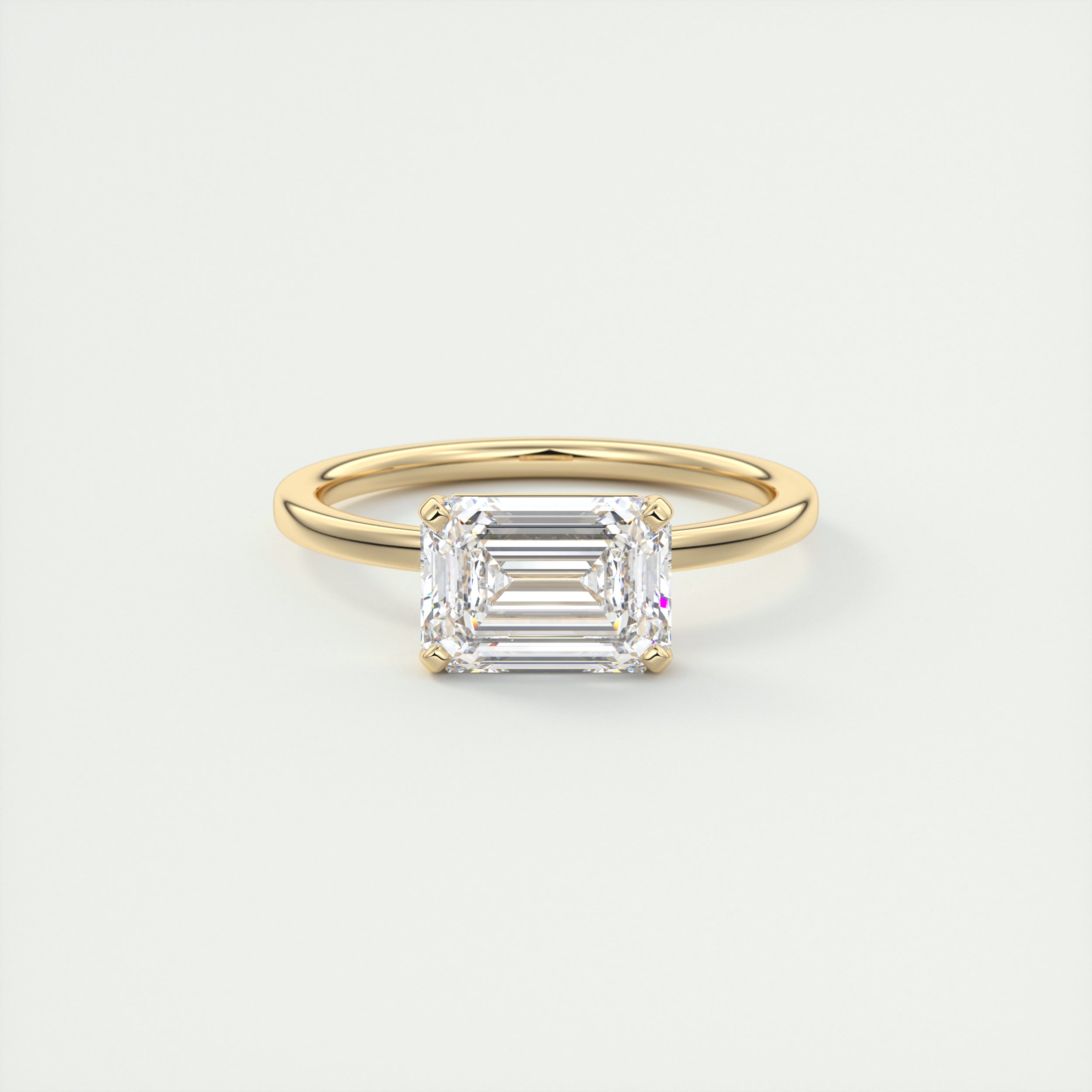 2 Carat East West Emerald Flush Stacking Solitaire
