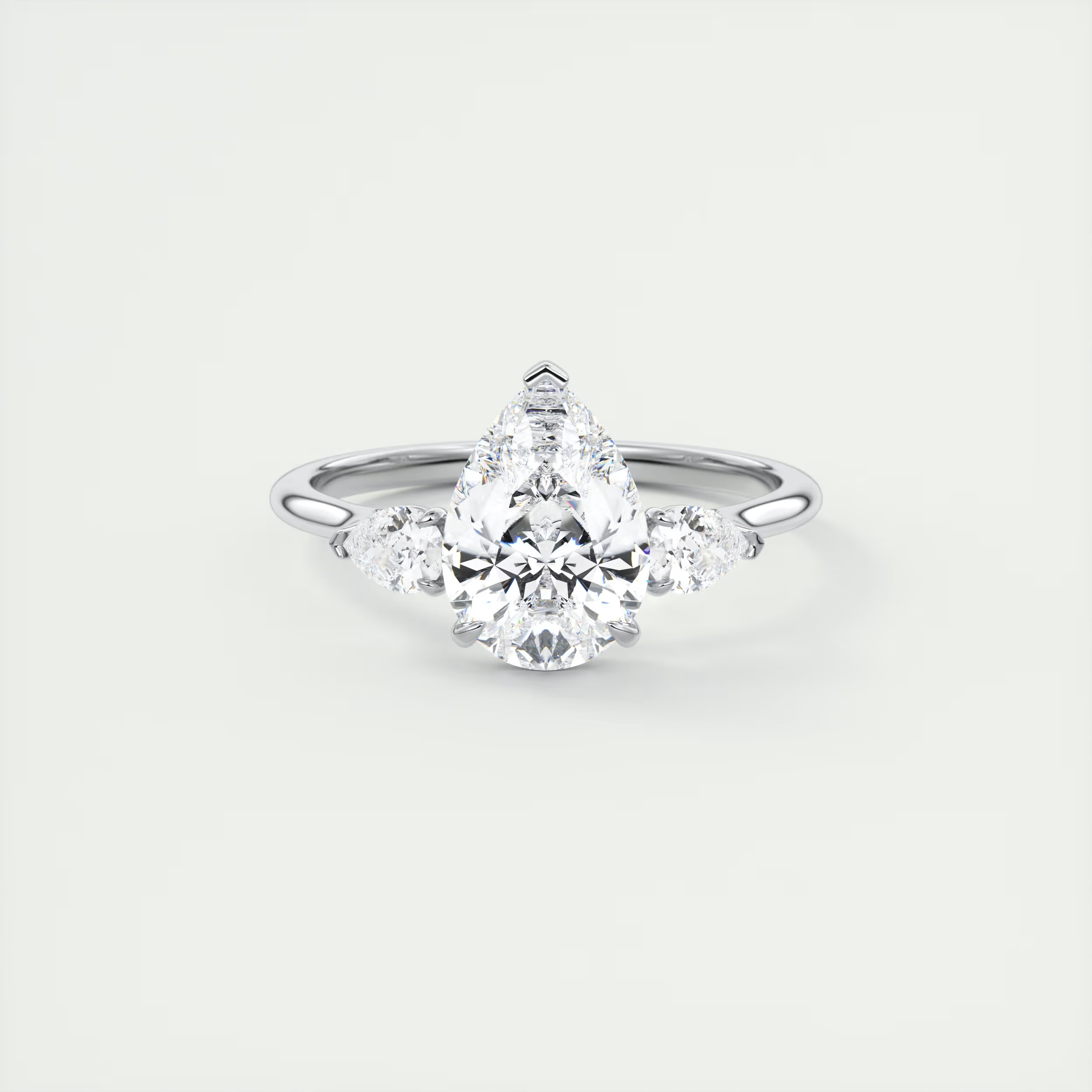 Flush 2 Carat Flush Stacking Pear Three-Stone Engagement Ring