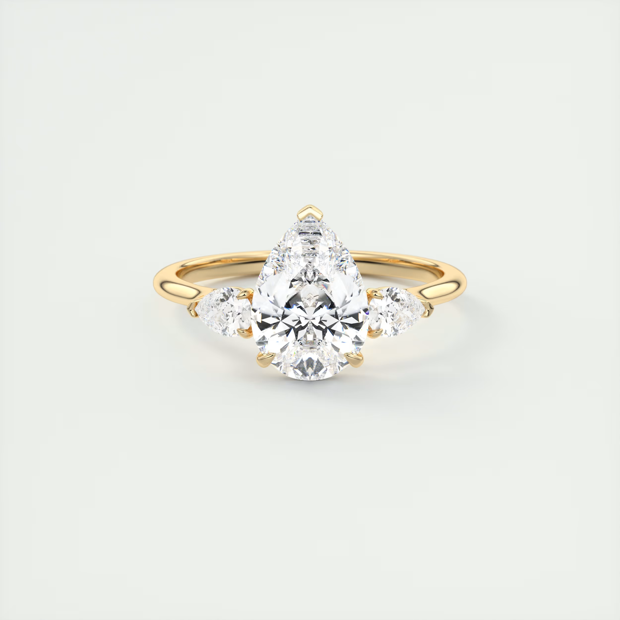 Flush 2 Carat Flush Stacking Pear Three-Stone Engagement Ring