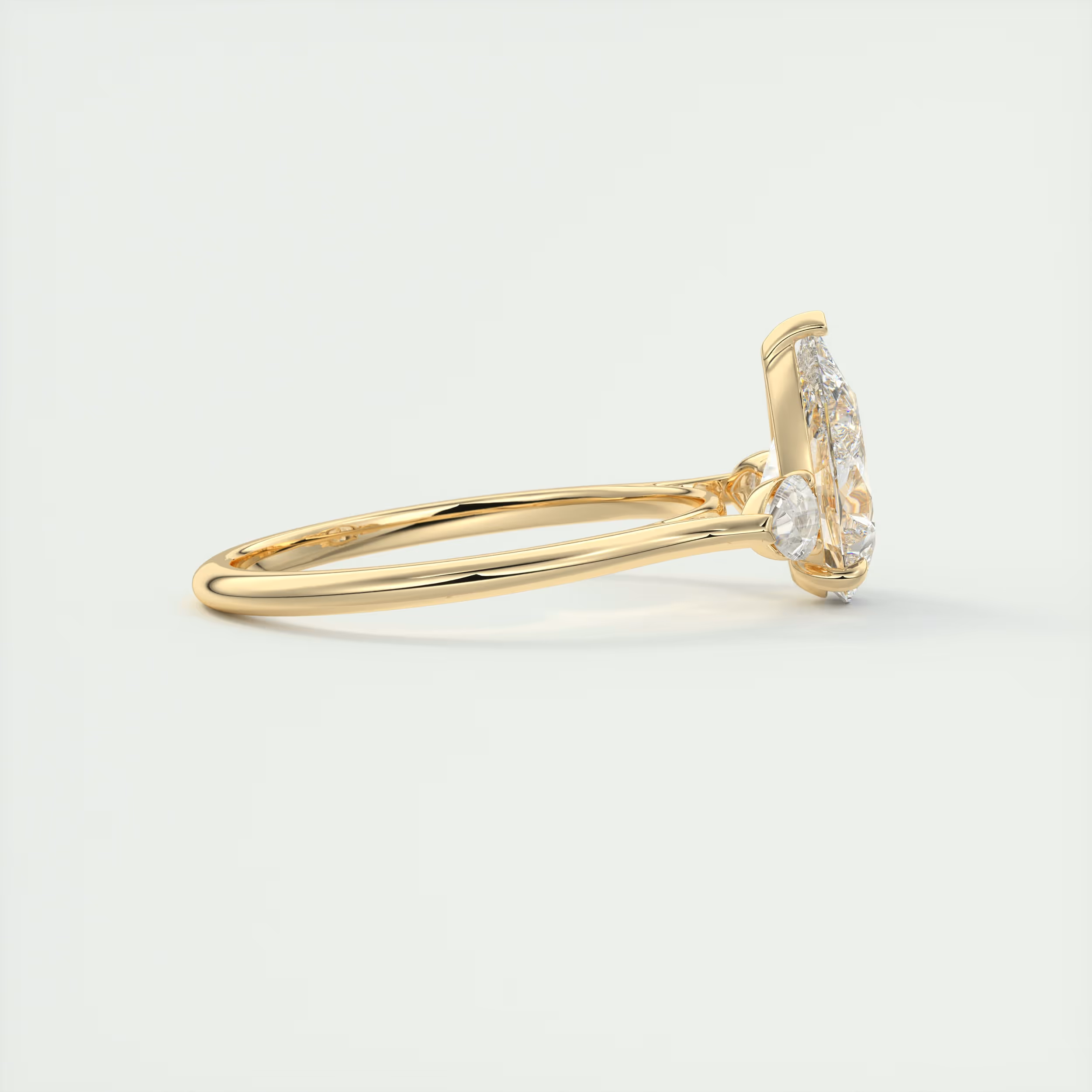 Flush 2 Carat Flush Stacking Pear Three-Stone Engagement Ring