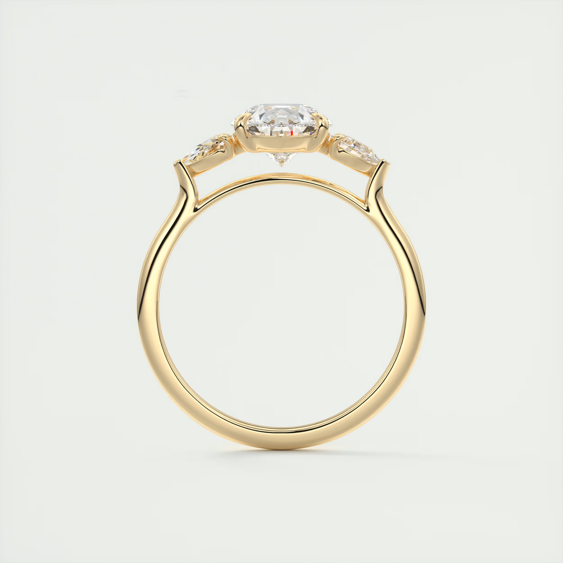Flush 2 Carat Flush Stacking Pear Three-Stone Engagement Ring