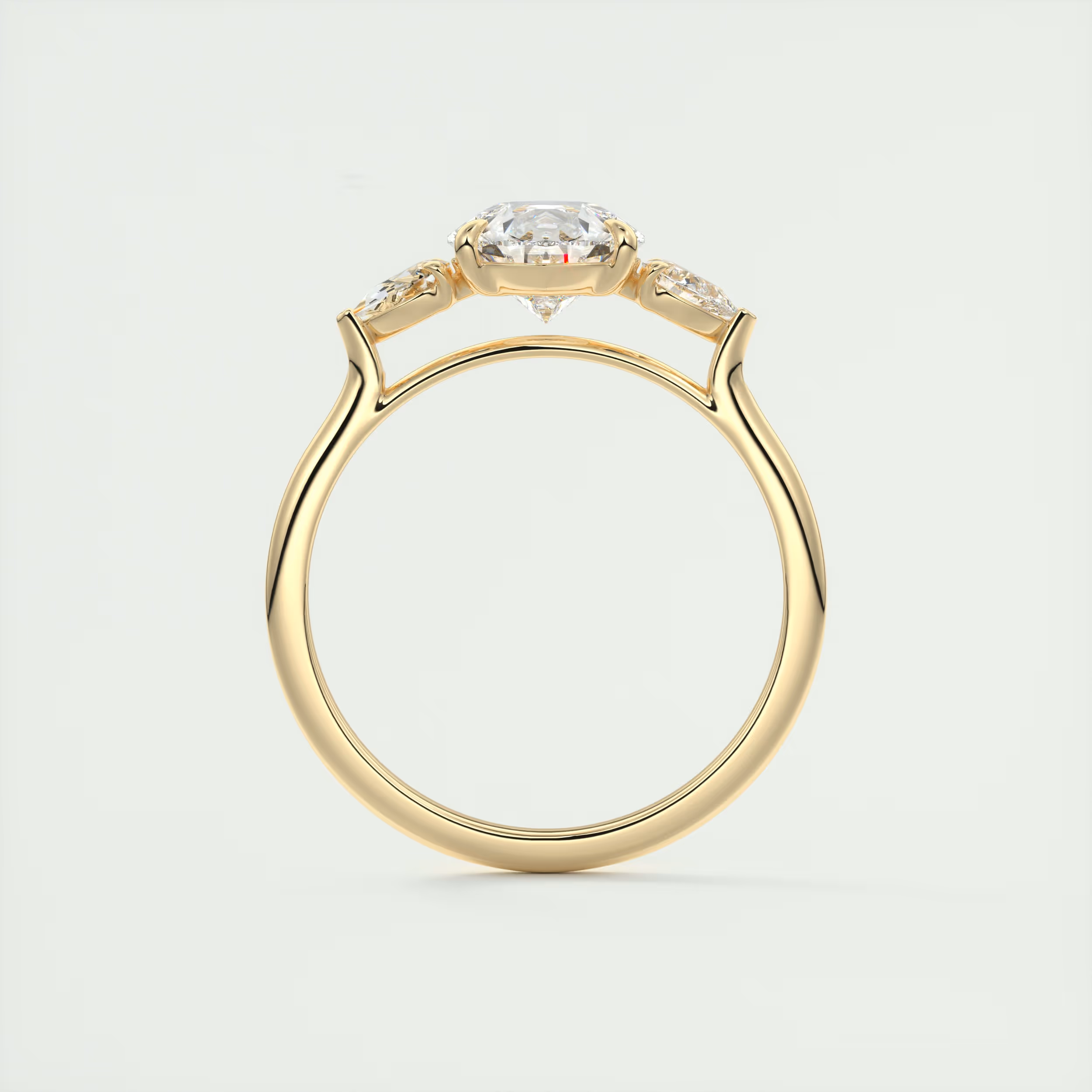 Flush 2 Carat Flush Stacking Pear Three-Stone Engagement Ring