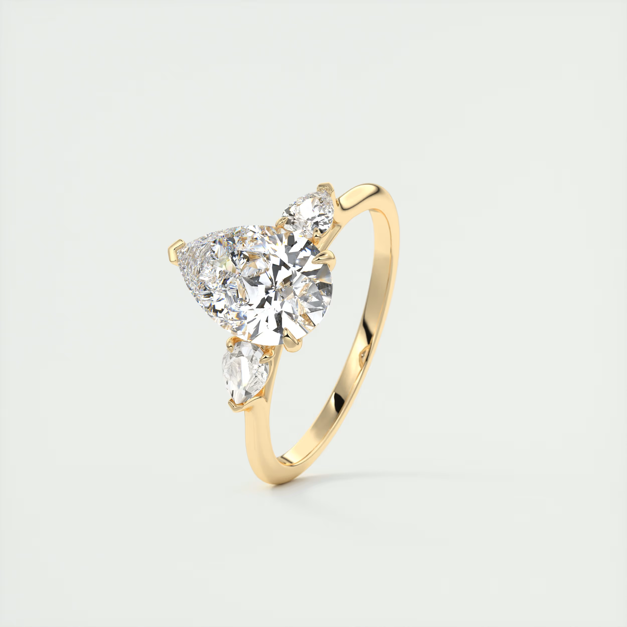 Flush 2 Carat Flush Stacking Pear Three-Stone Engagement Ring