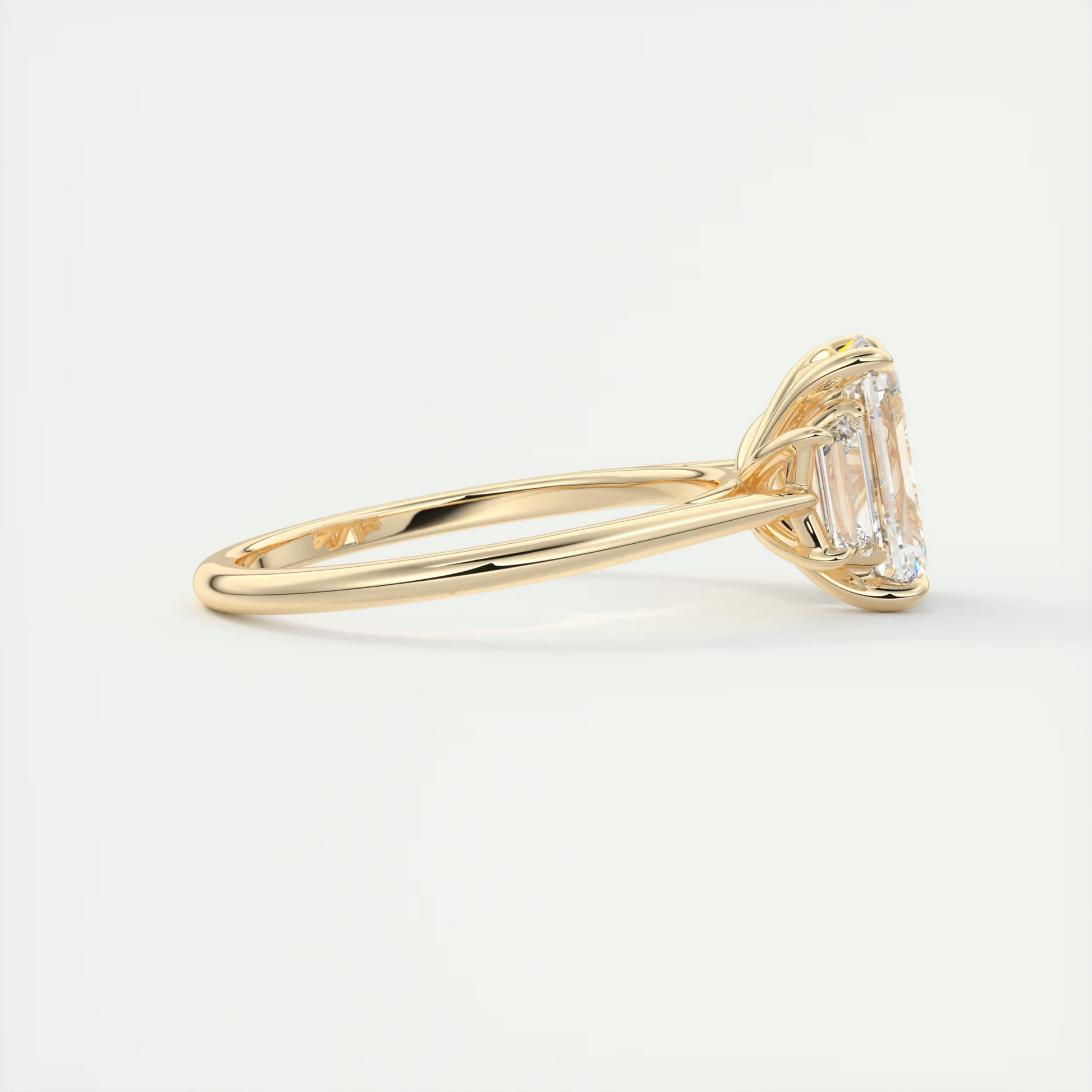 Geometry 2 Carat Emerald Trapezoid Three-Stone Engagement Ring