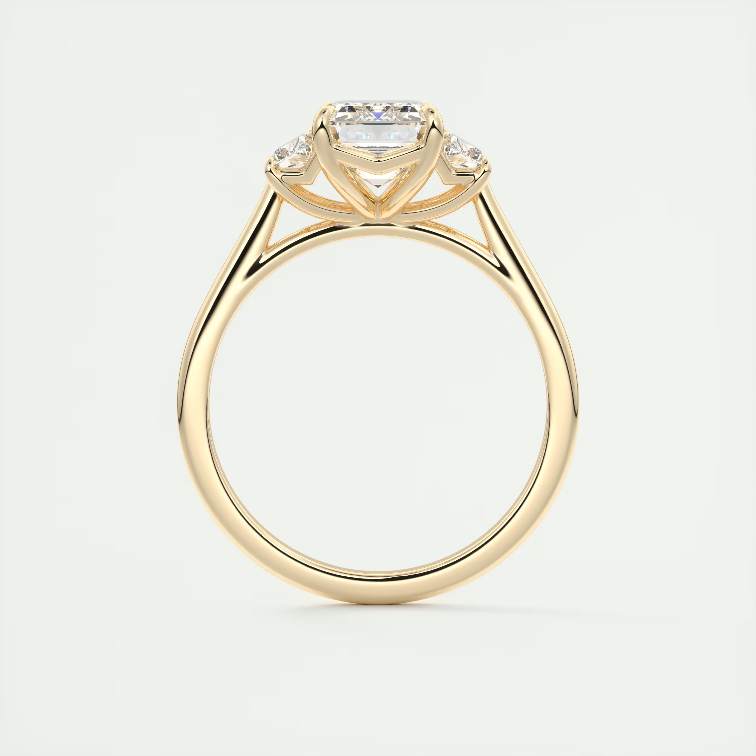 Geometry 2 Carat Emerald Trapezoid Three-Stone Engagement Ring