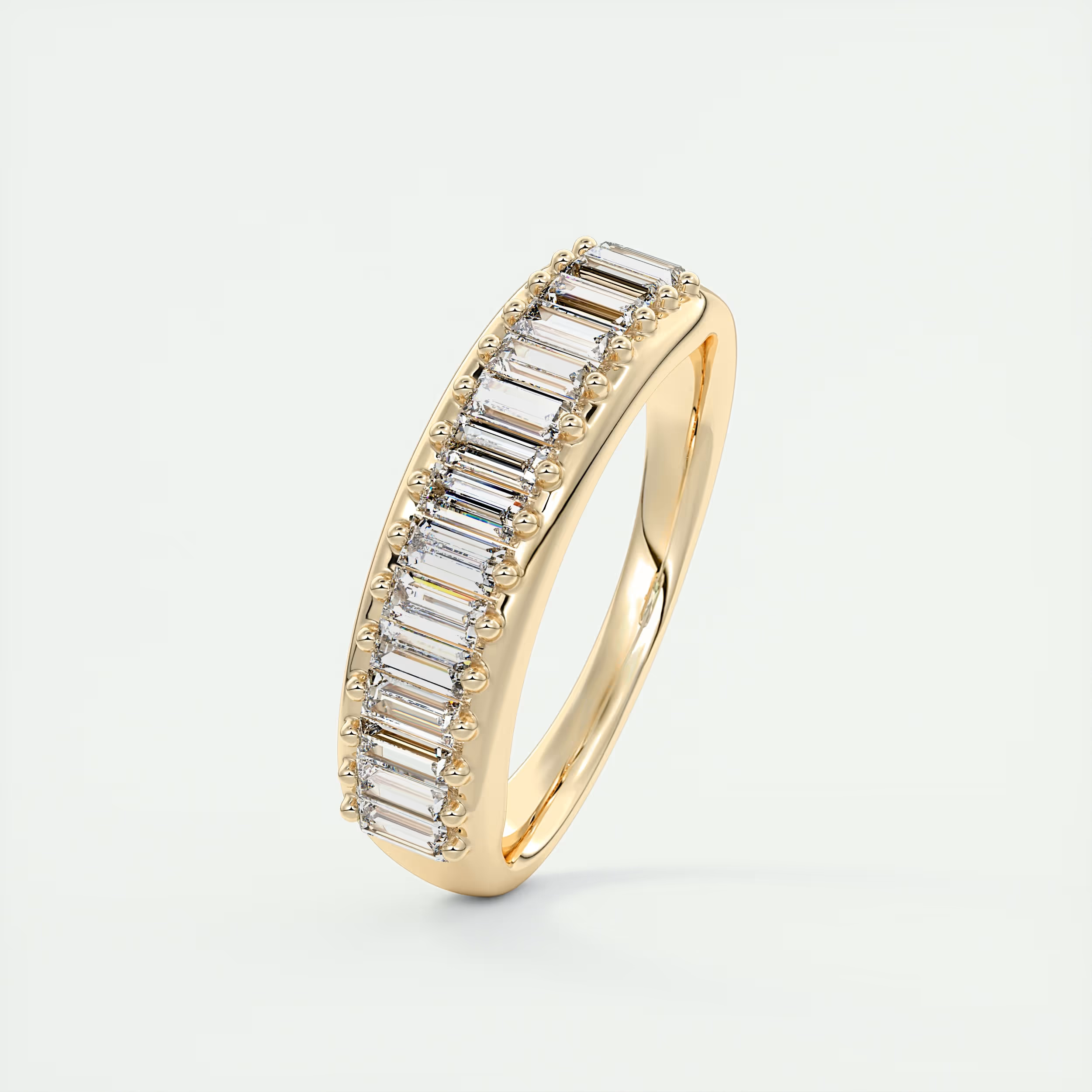 Prong Set Baguette Half Eternity Band (0.75 TCW)