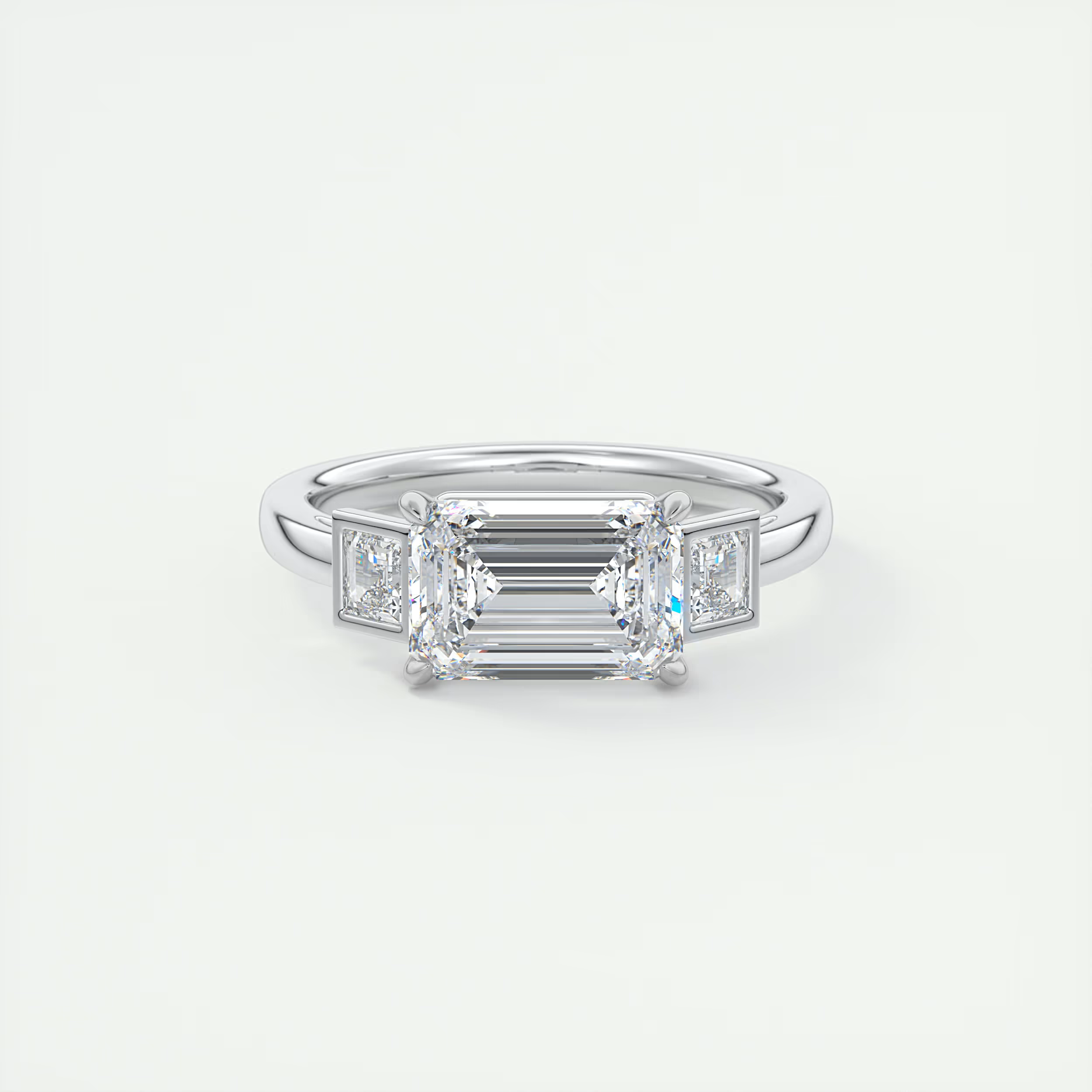 Vintage 2 Carat Emerald Three-Stone Deco Inspired Ring