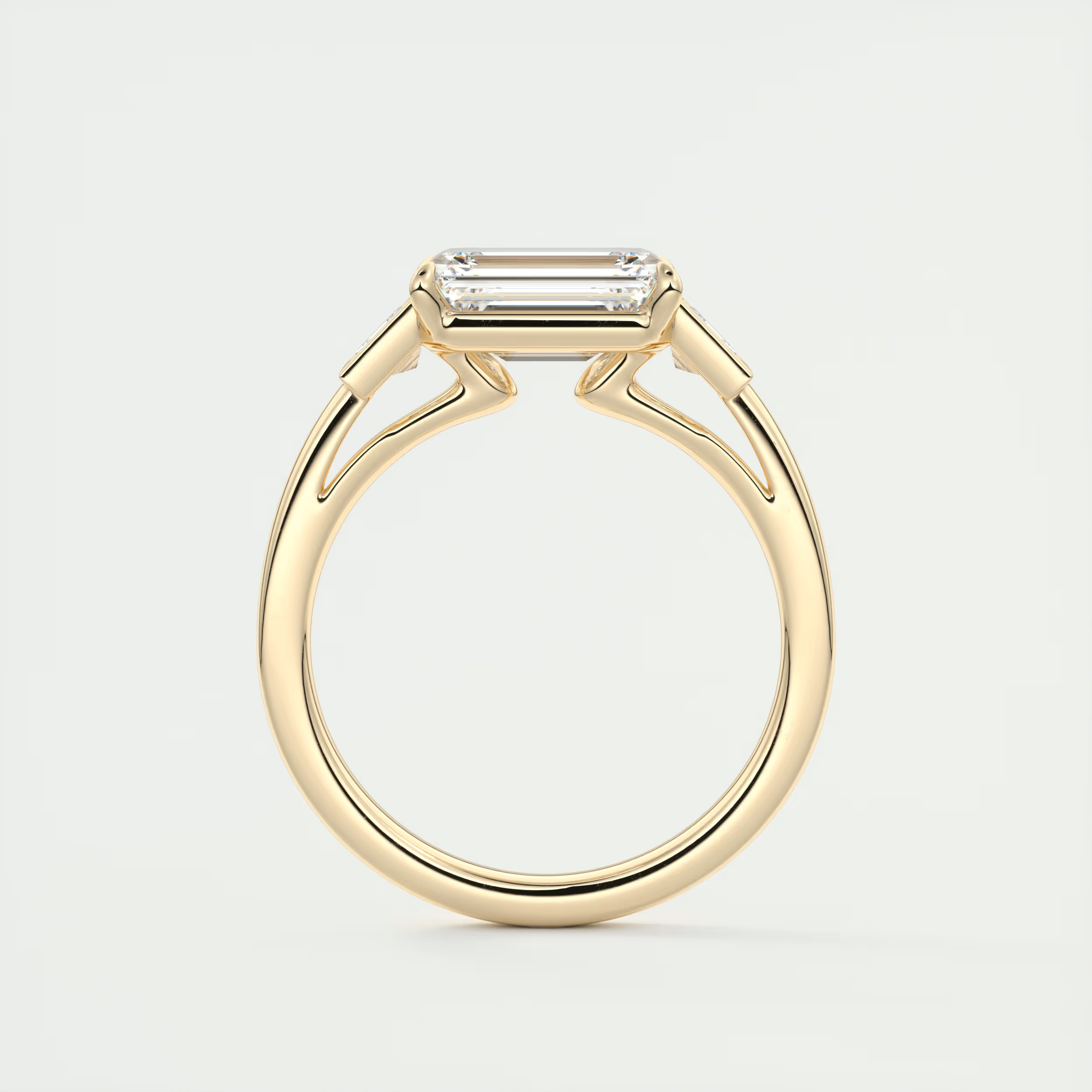 Vintage 2 Carat Emerald Three-Stone Deco Inspired Ring