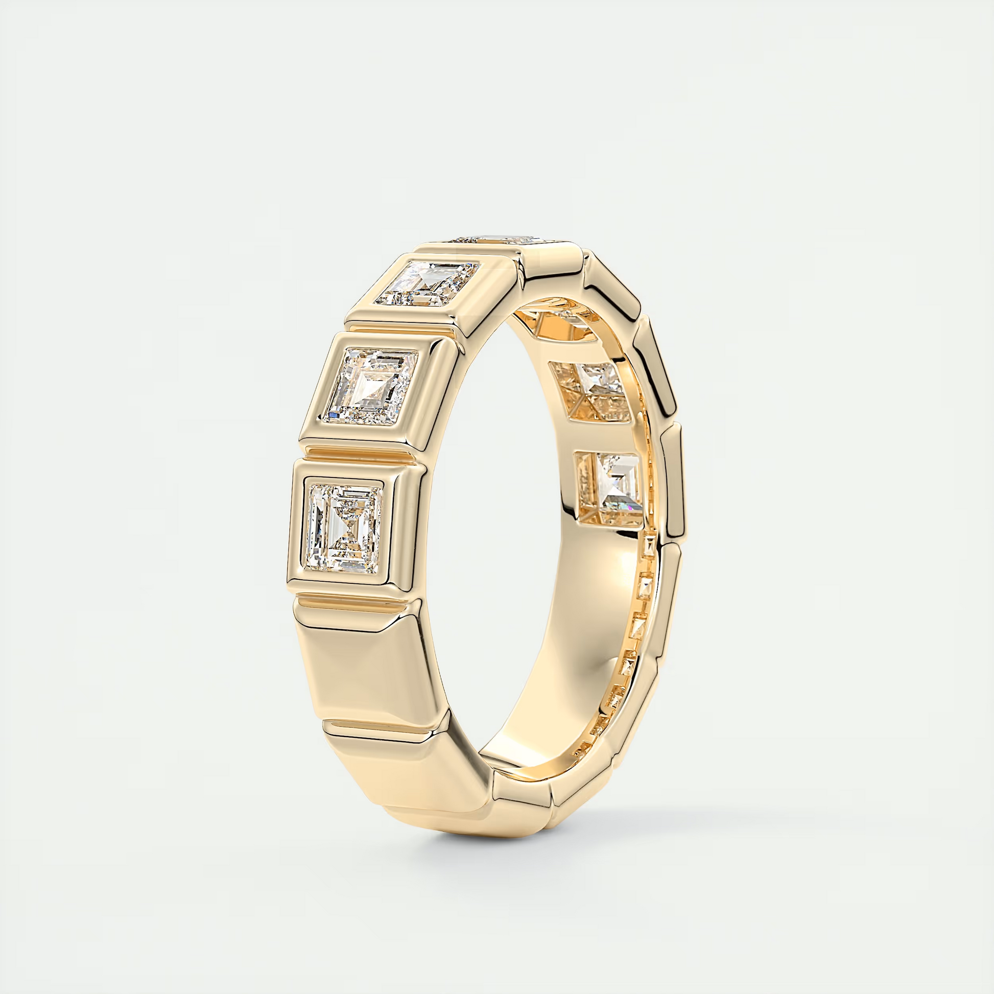 3mm Carré Bezel Half Eternity Band