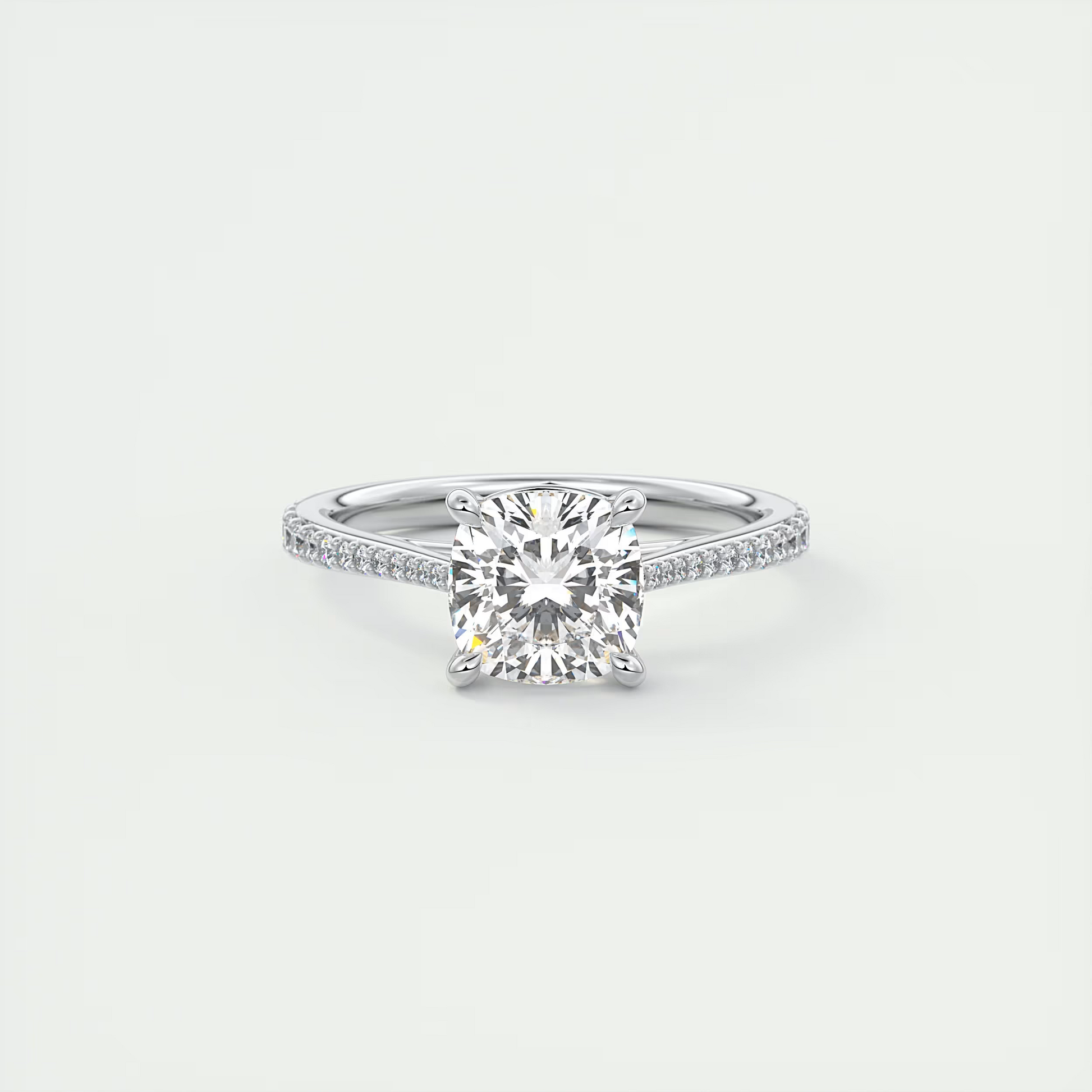 2 Carat Cushion Cathedral Set Solitaire