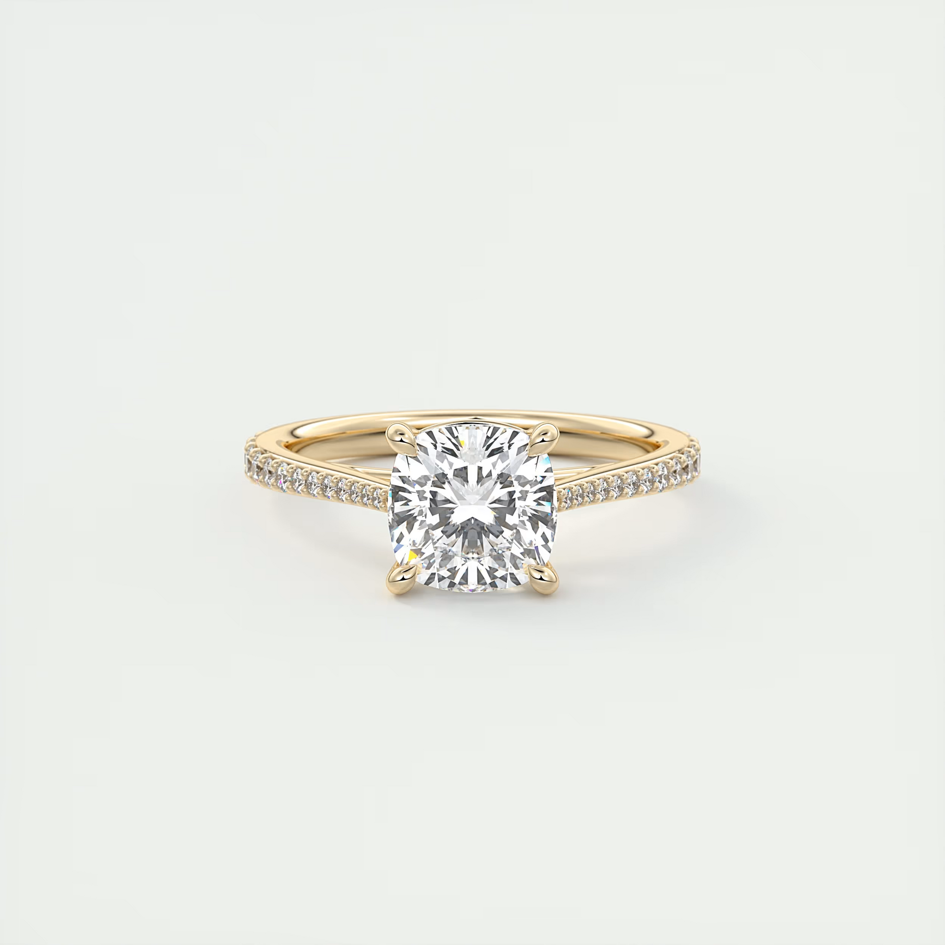2 Carat Cushion Cathedral Set Solitaire