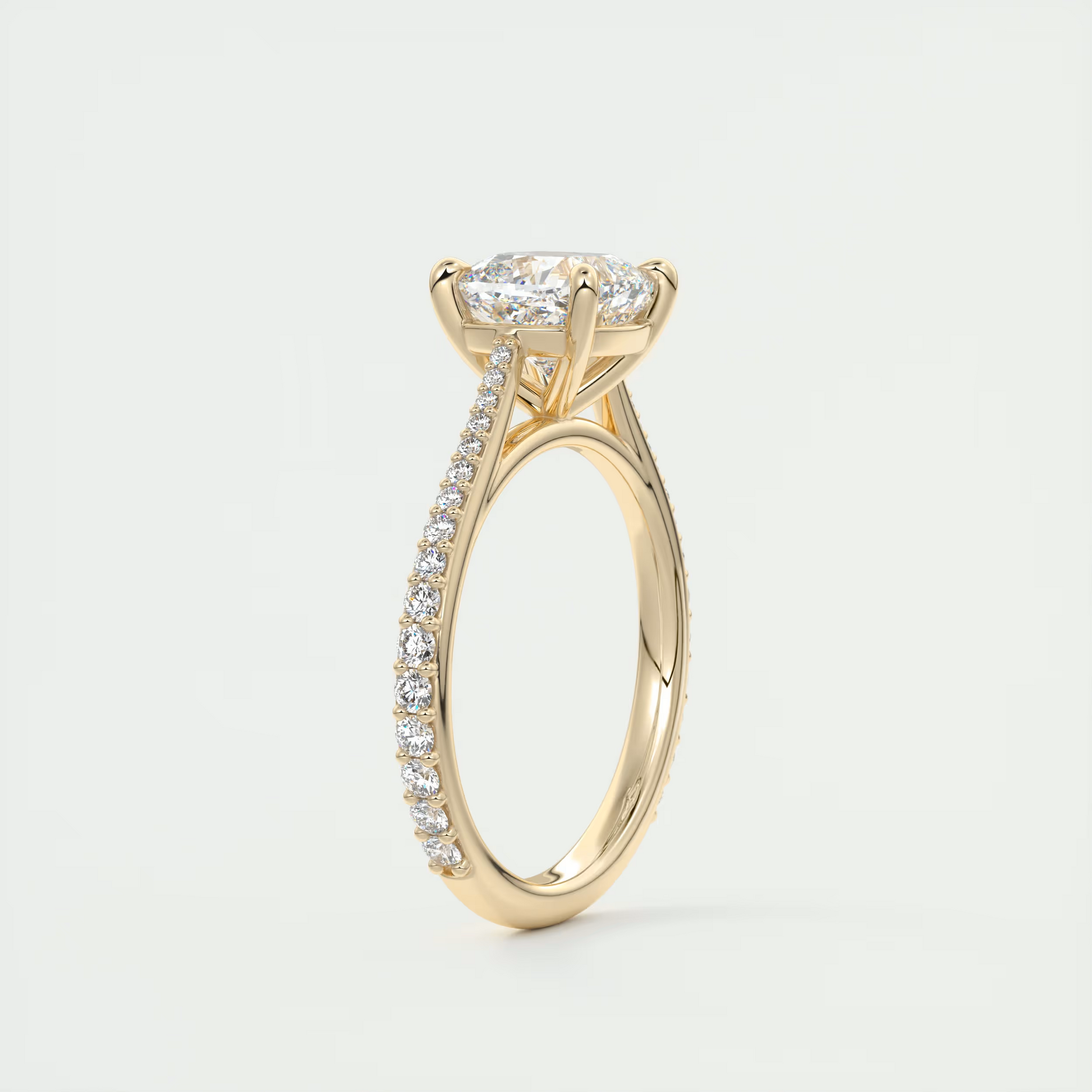 2 Carat Cushion Cathedral Set Solitaire