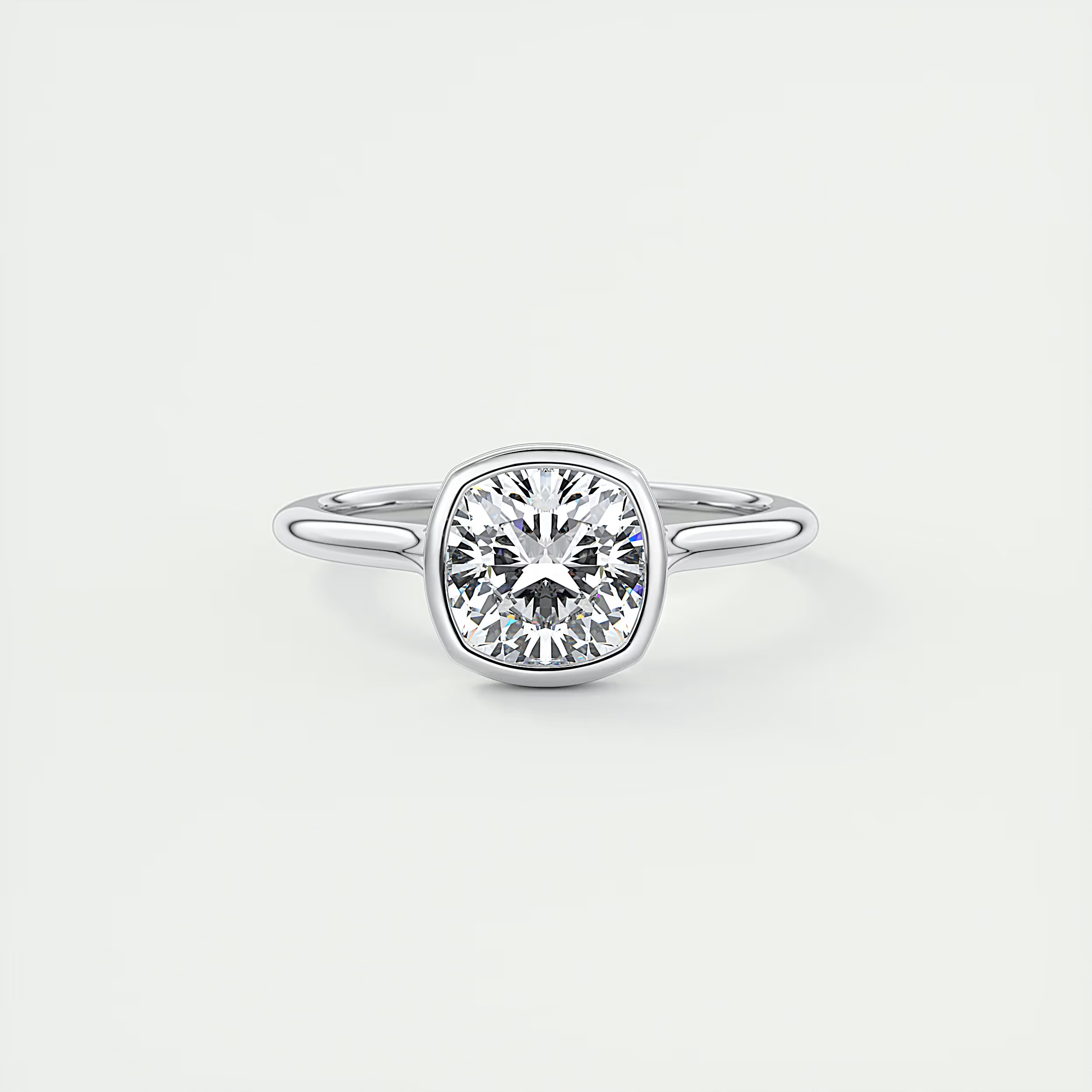 2 Carat Cushion Bezel Flush Stacking Solitaire