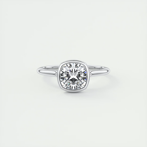 2 Carat Cushion Bezel Flush Stacking Solitaire