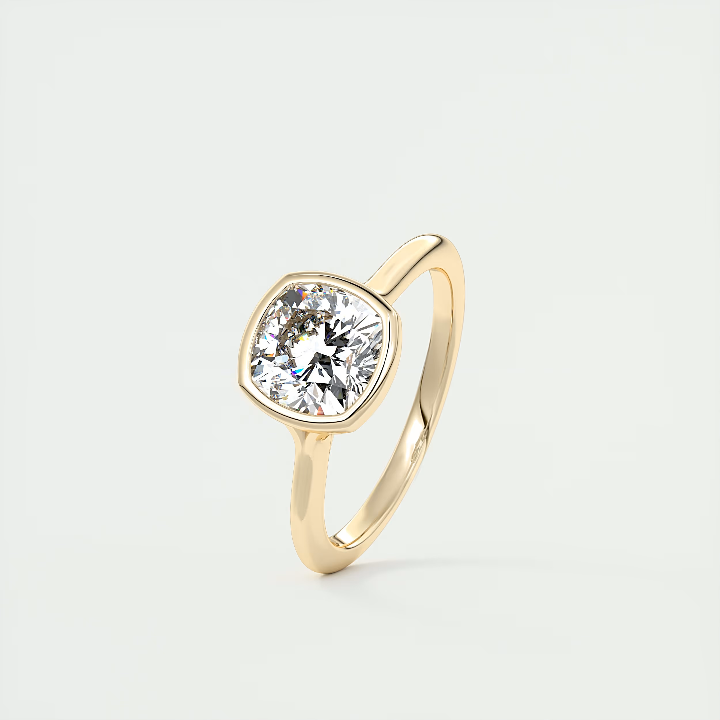 2 Carat Cushion Bezel Flush Stacking Solitaire