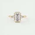 2 Carat Emerald & Pear Clutch Three-Stone Engagement Ring