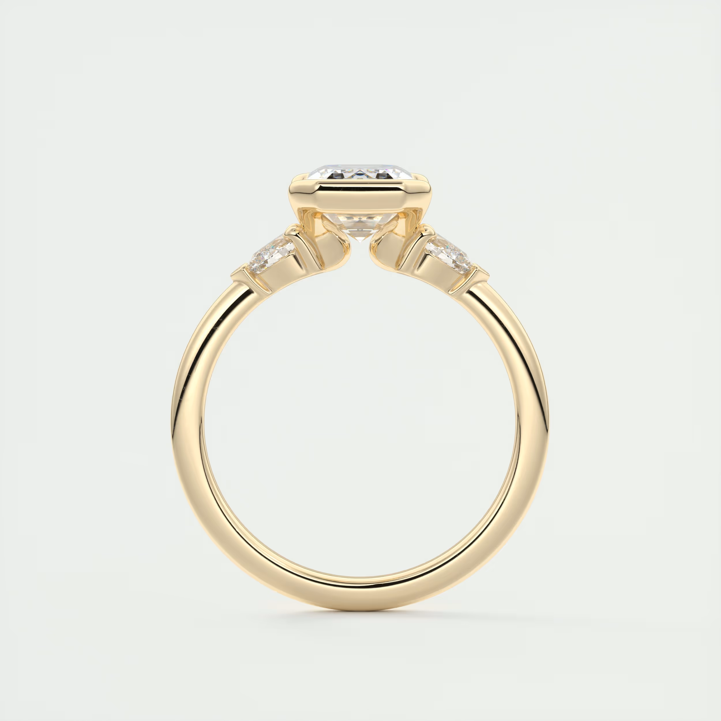 2 Carat Emerald & Pear Clutch Three-Stone Engagement Ring