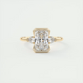 Elegantly 2 Carat Radiant & Pear Clutch Three-Stone Engagement Ring
