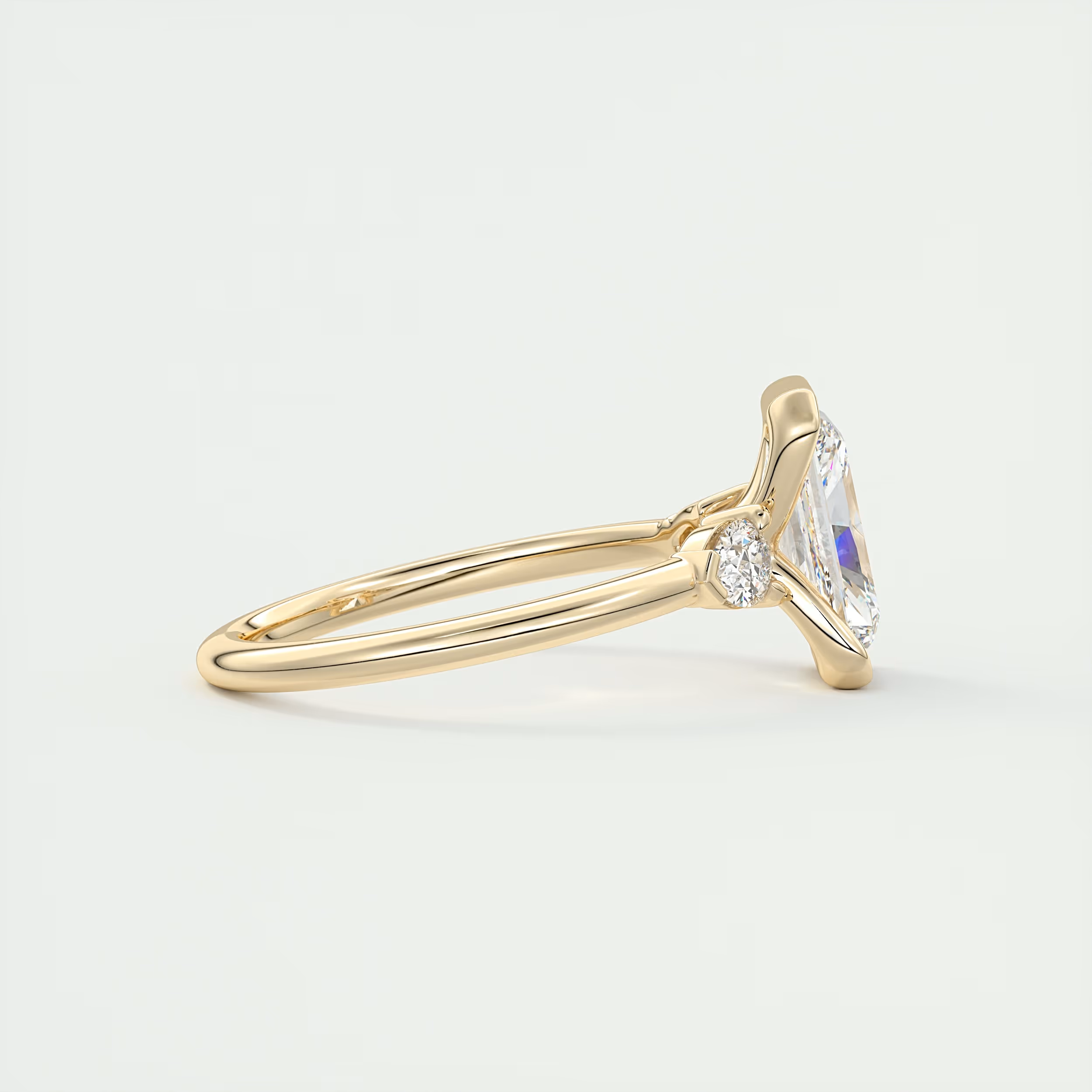 Elegantly 2 Carat Radiant & Pear Clutch Three-Stone Engagement Ring
