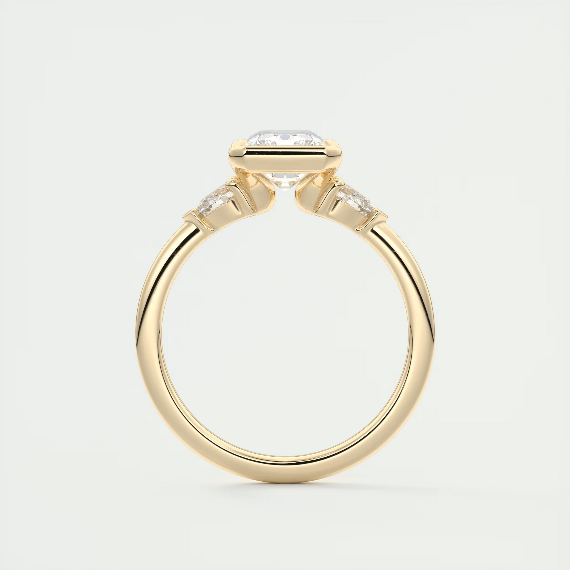 Elegantly 2 Carat Radiant & Pear Clutch Three-Stone Engagement Ring