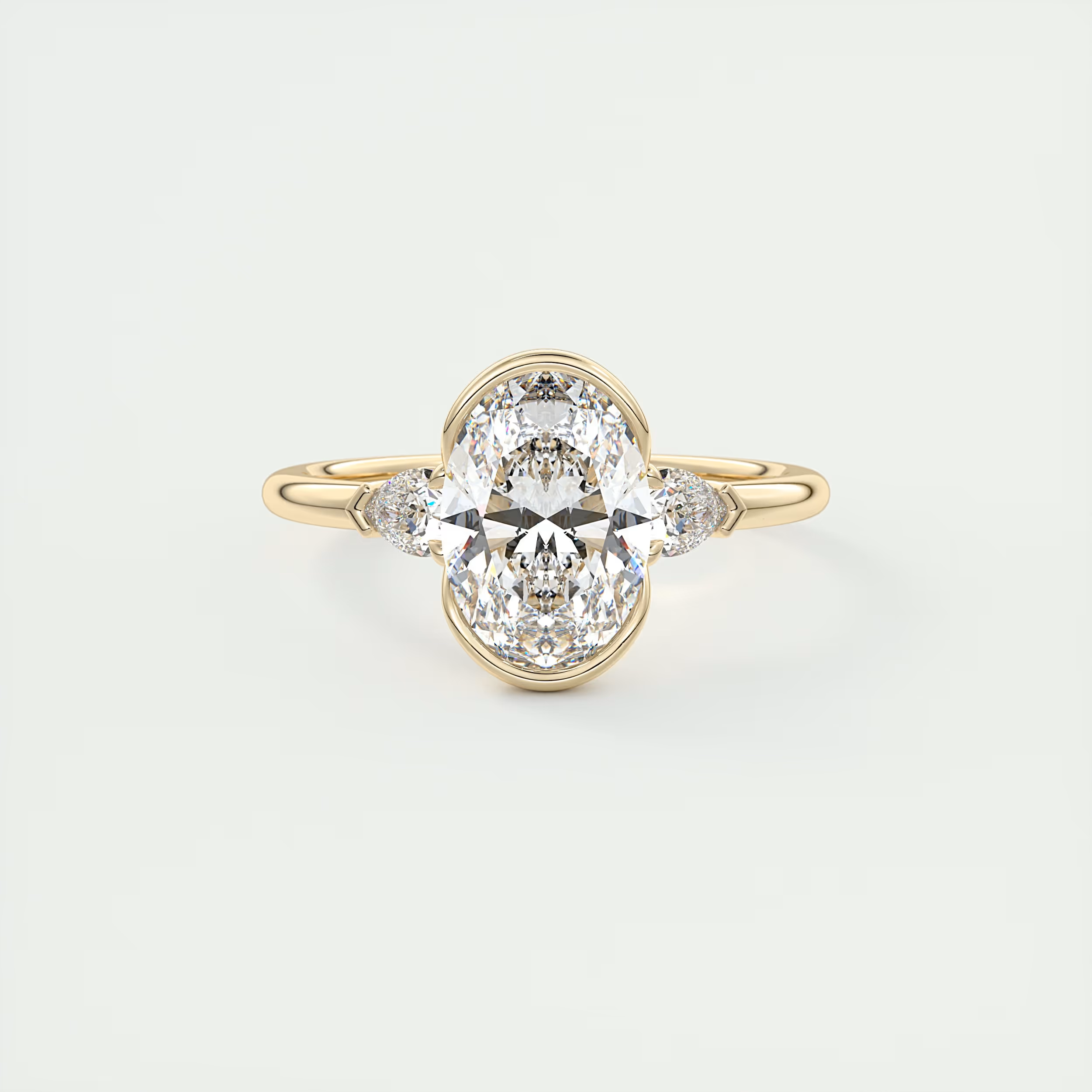 2 Carat Pear & Oval Clutch Three-Stone Engagement Ring